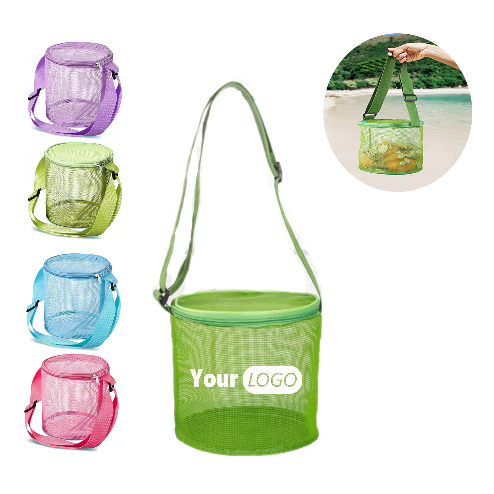 Mesh Beach Toy & Shell Organizer Bucket Bag 6
