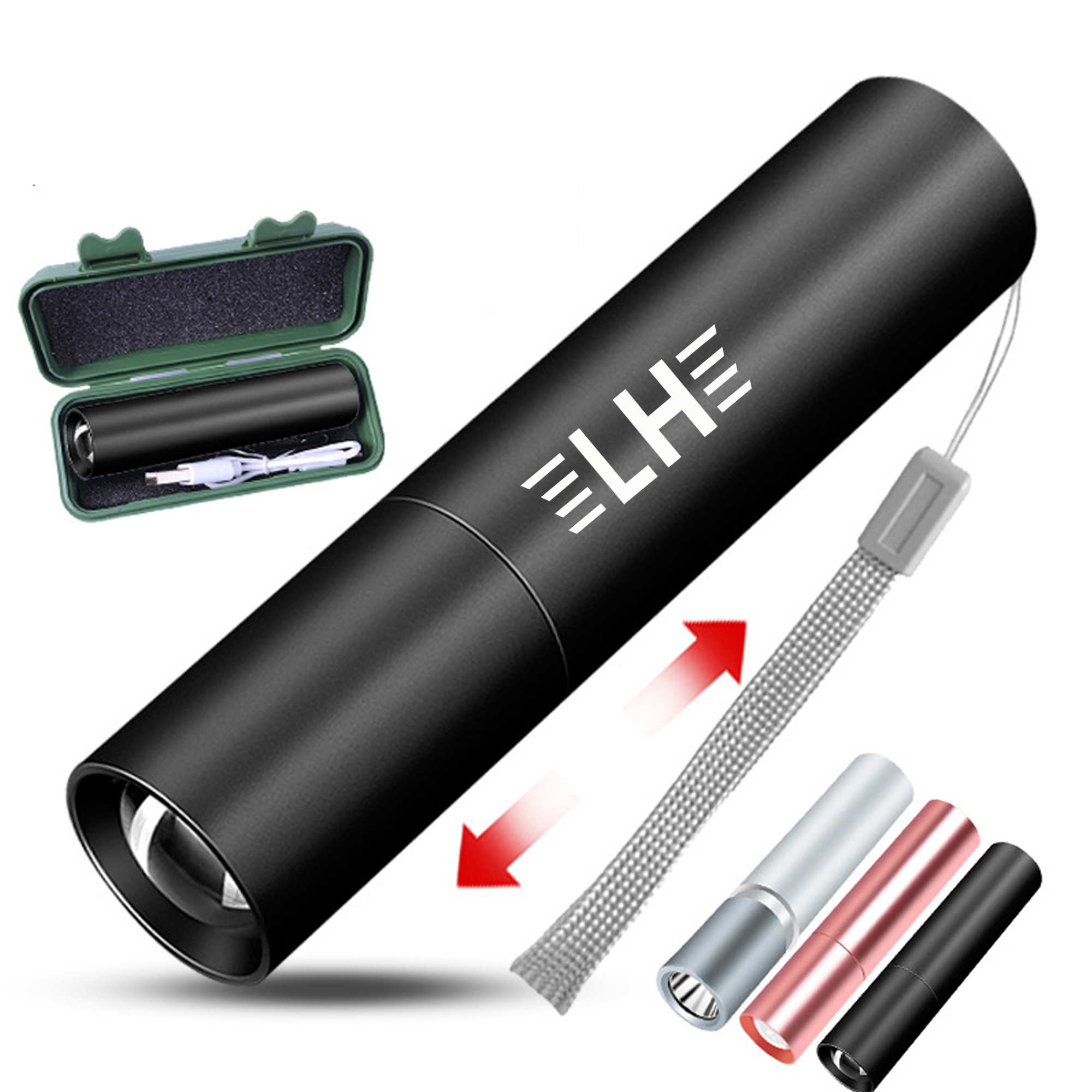 USB Aluminum Alloy High-Intensity Flashlight 75MOQ