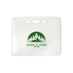 3.80" W x 3.00" H - Horizontal Anti-Static Clear Vinyl Badge Holder (1 Color Imprint)