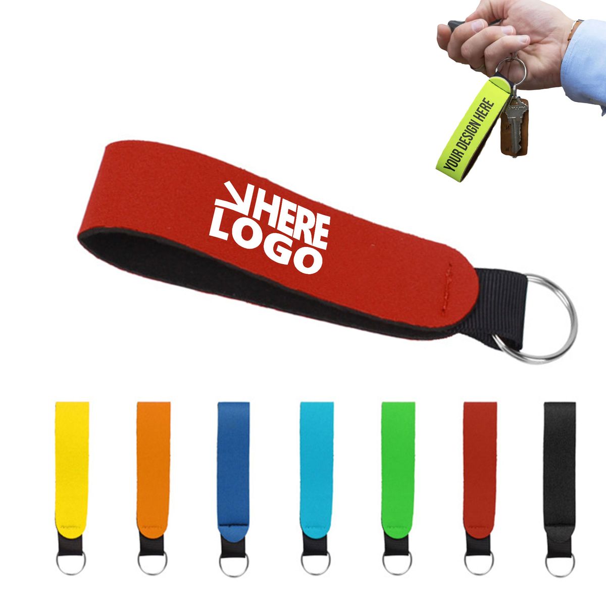 MOQ 20 Neoprene Strap Keychain Wristband 3