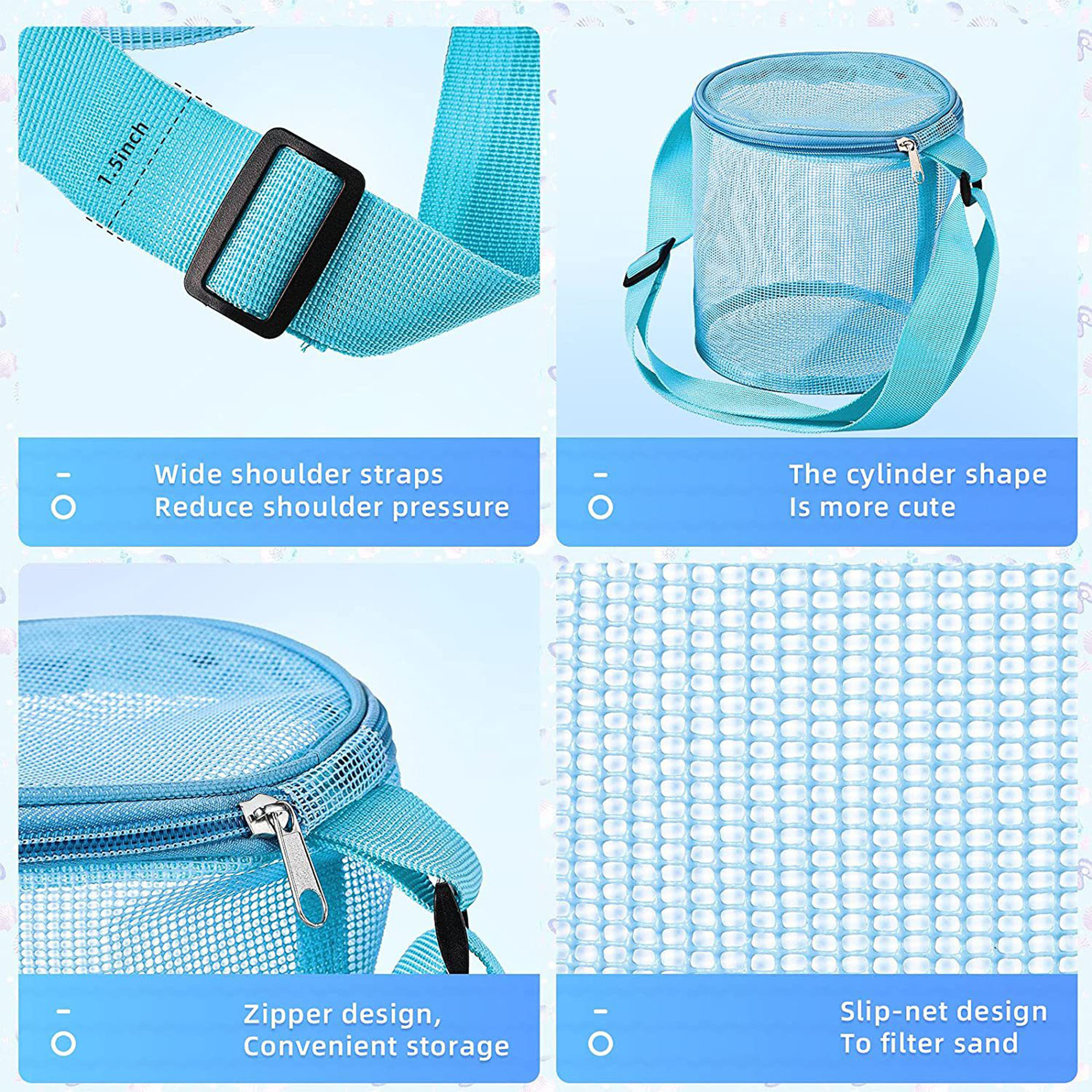 Mesh Beach Toy & Shell Organizer Bucket Bag 9