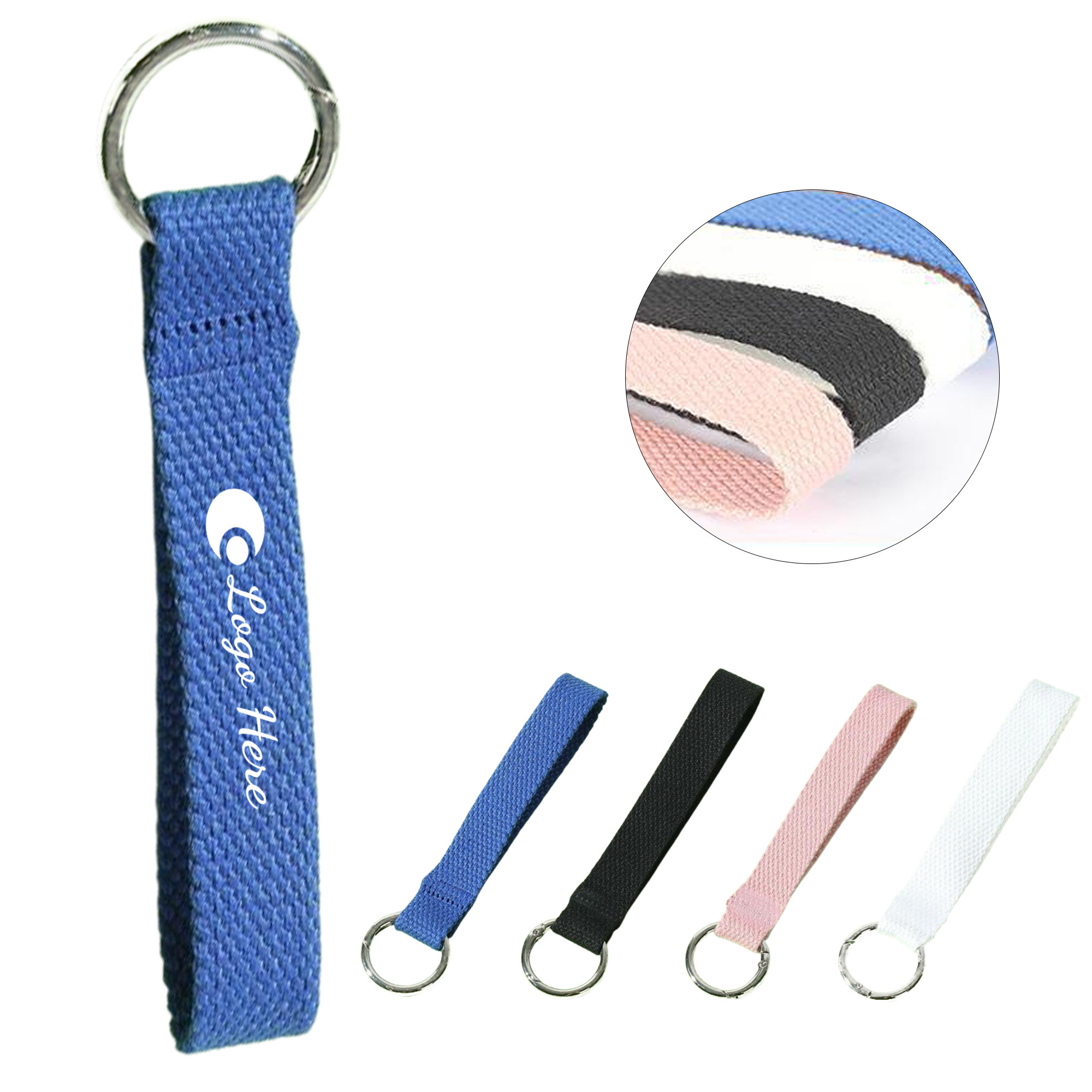 Lightweight Polyester Wristband Keychain With Metal Ring 3