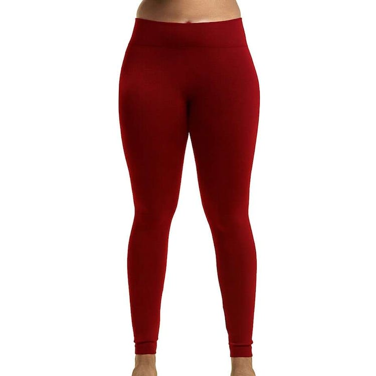 Women's Fleece Lined Leggings - Dark Red XL 3