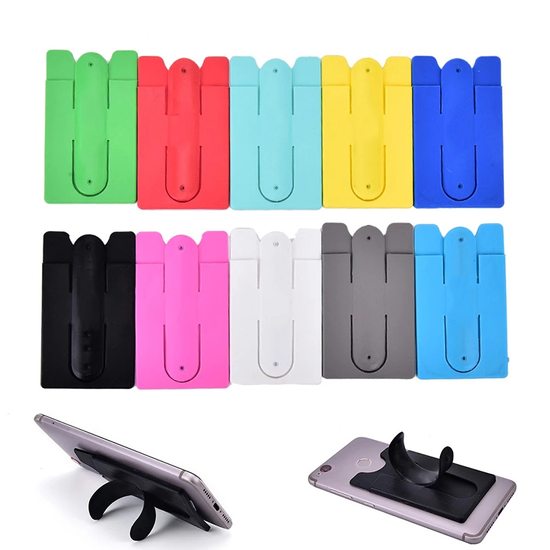 Adhesive Phone Wallet w/ Kickstand sleeve & Cord Organizer