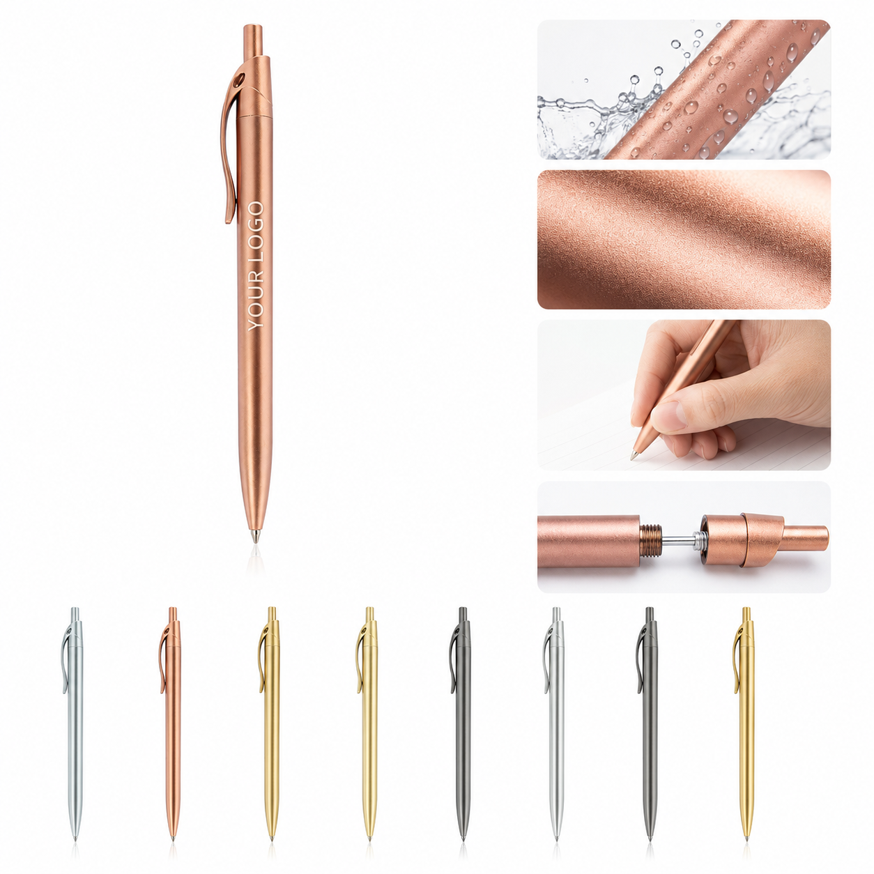 Metallic Finish Aluminum Retractable Ballpoint Pen