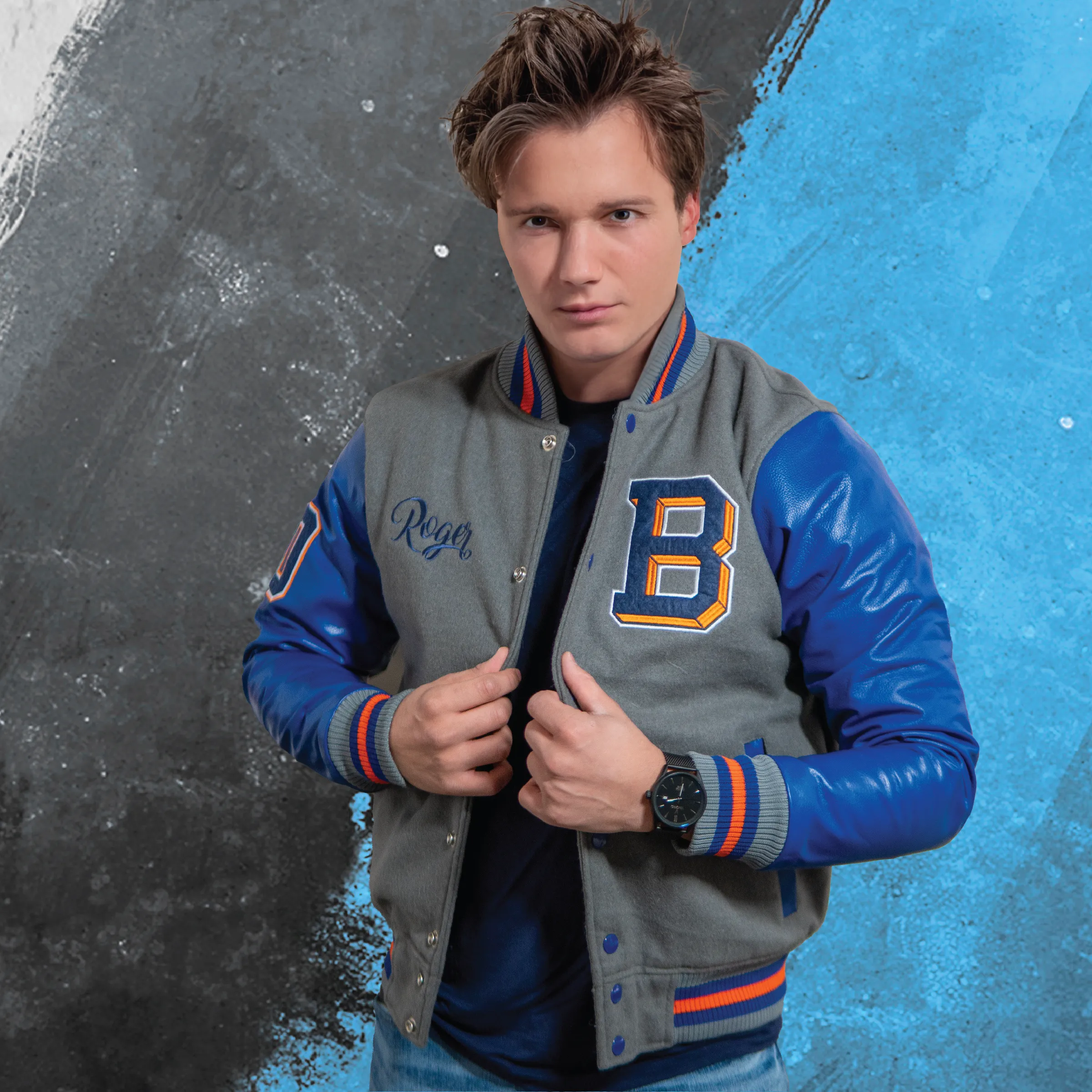 Vegan Leather and Wool Varsity Letterman Jacket 31