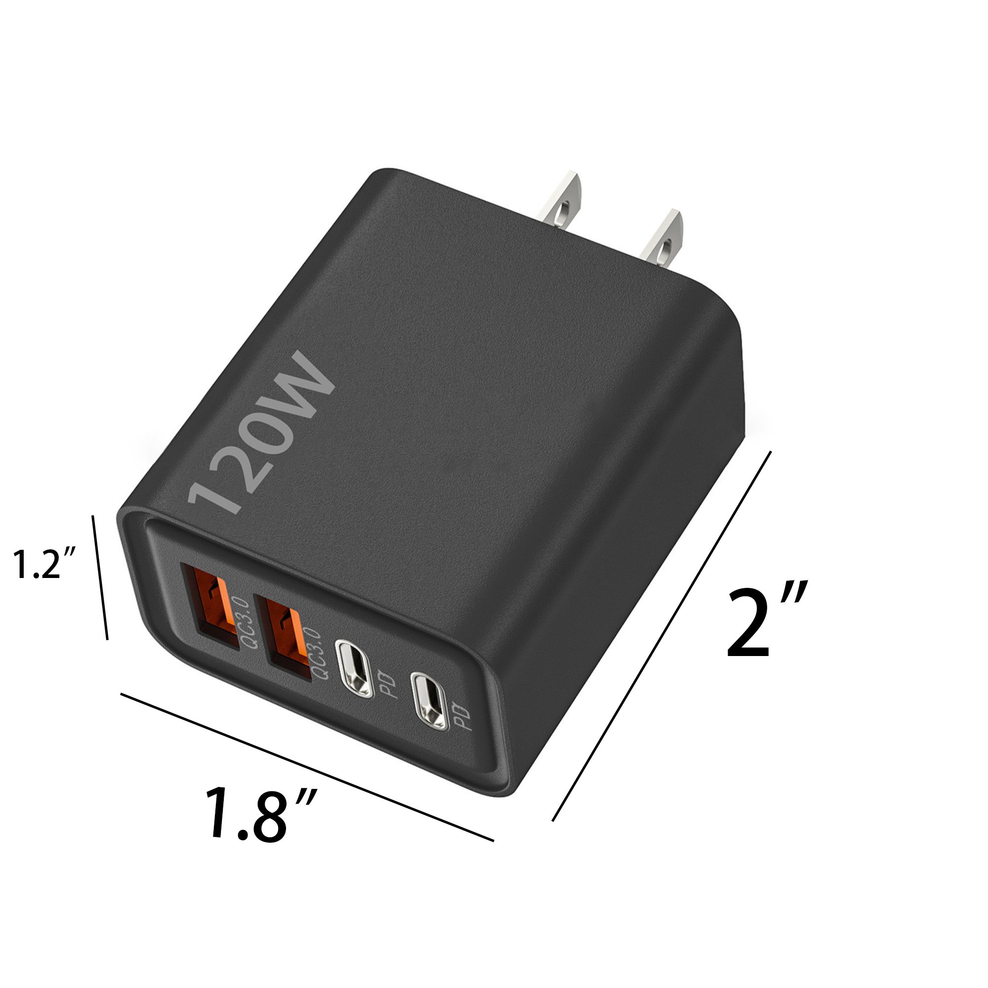 4-Port 120W Fast Charging Block Dual USB-C And USB-A dapter 5