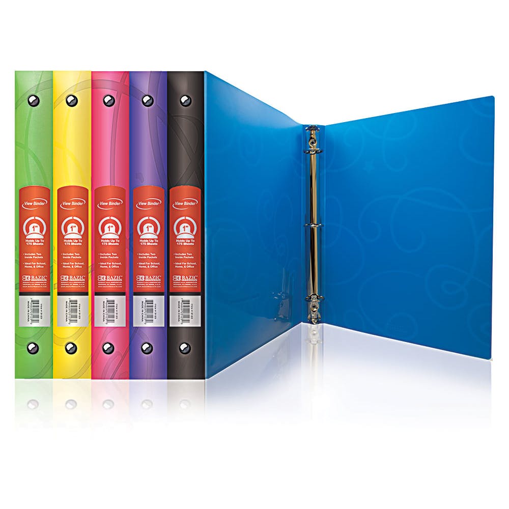 1" 3-Ring Flexible Binders - 6 Swirl Color Covers Interior Pocket 3