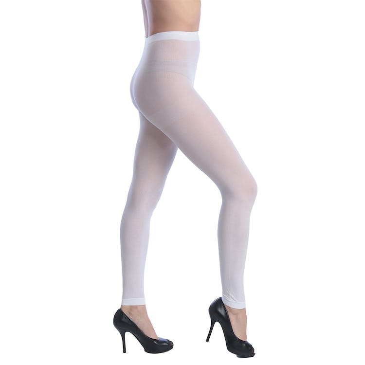 Women's Opaque Control Top Footless Tights - White One Size Fits Most 3