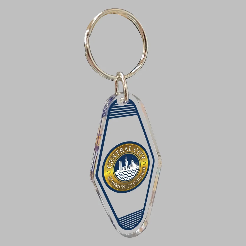 1/4" Vintage Clear Acrylic Motel/Hotel Key Chain 14