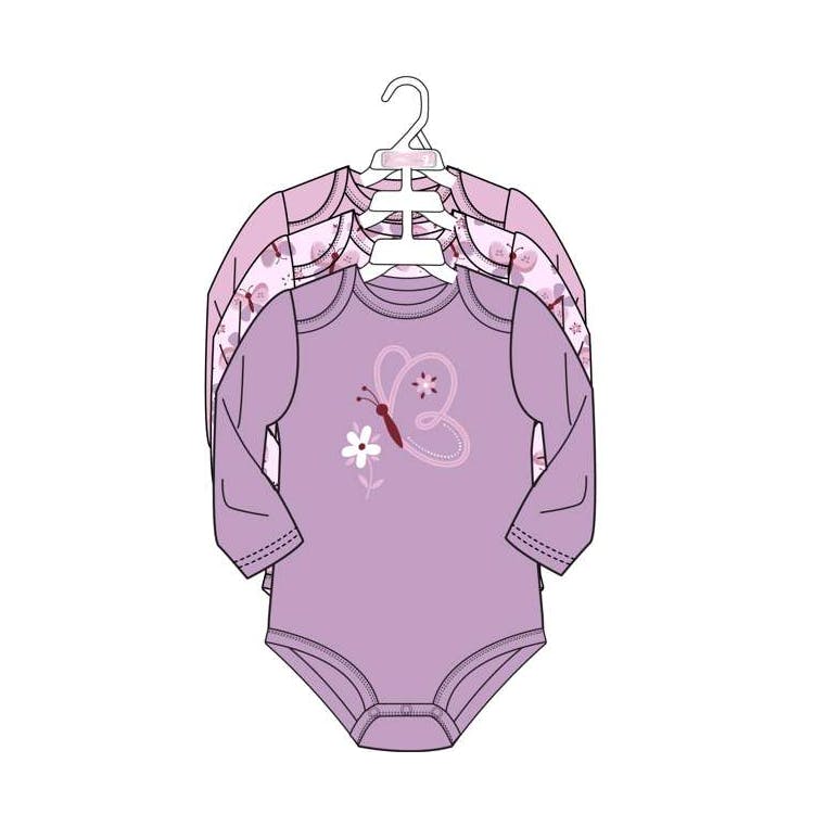 3pk Girls Long Sleeve Creepers Size 0-9M 3
