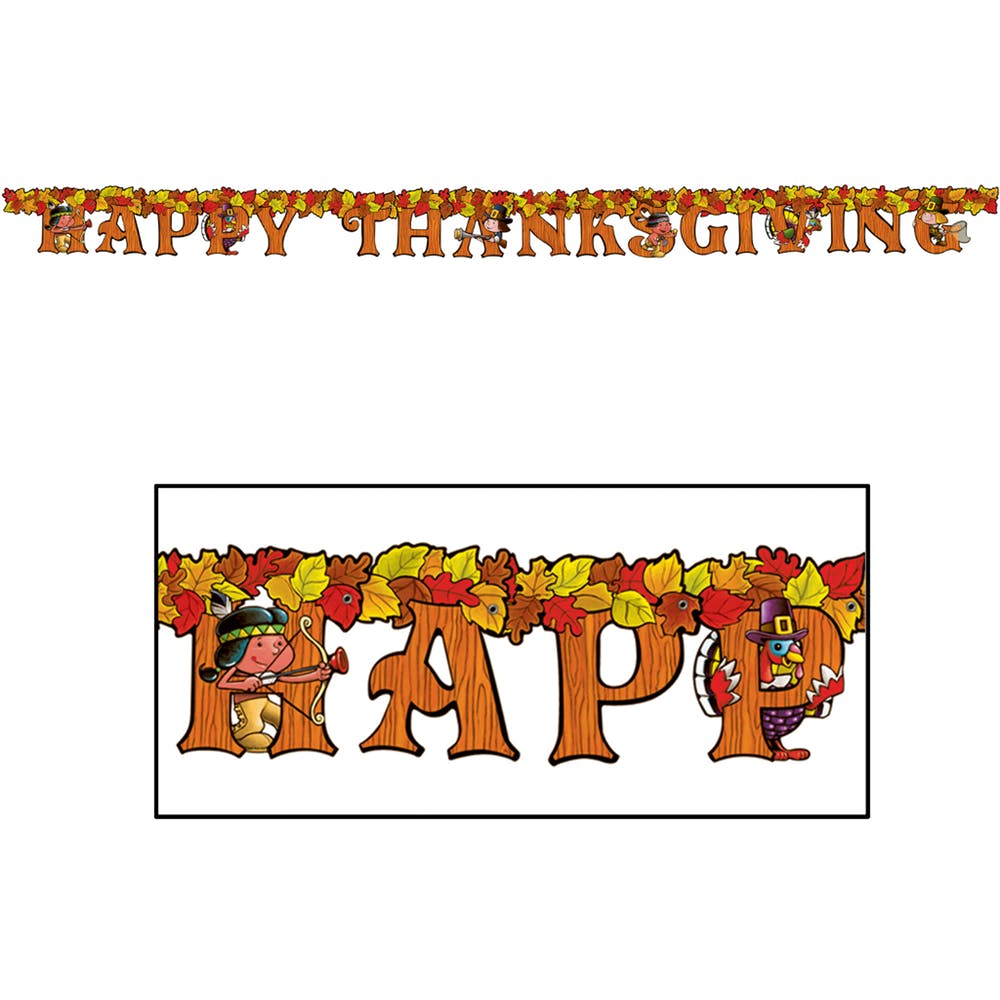 Happy Thanksgiving Streamers - Multicolored 5" x 6' 3