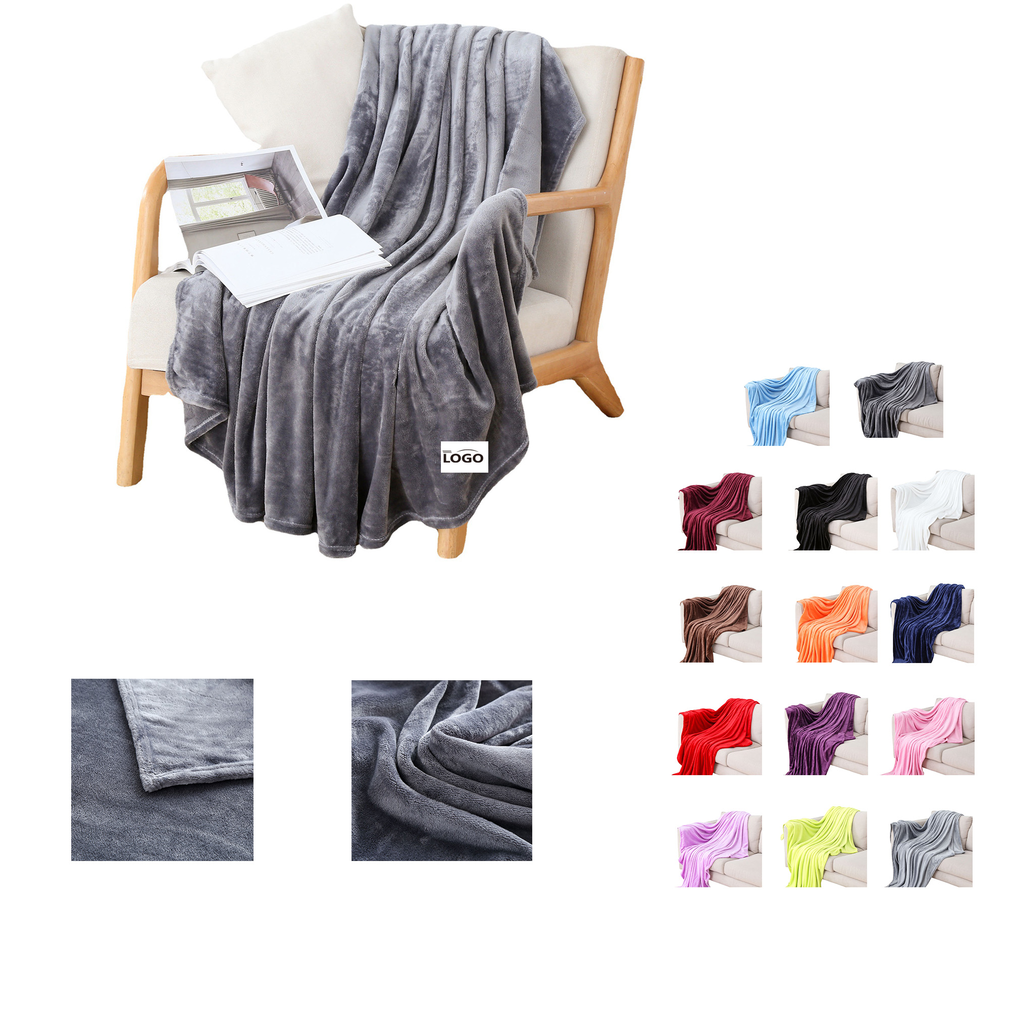 Custom Interweaved Blanket for Sofa Couch Soft Flannel Fleece MOQ50