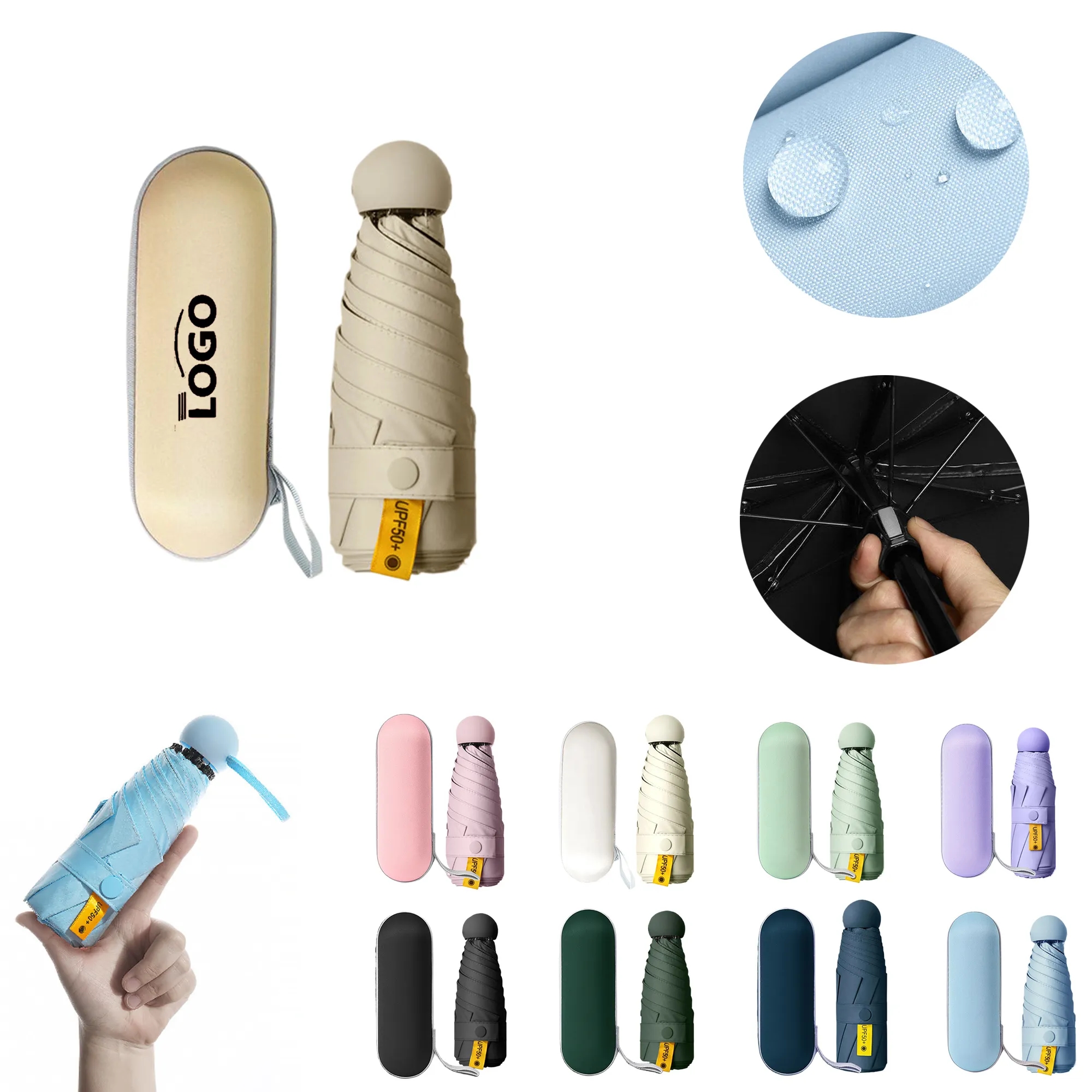 MOQ10 Compact Mini Capsule Sun Rain Umbrella