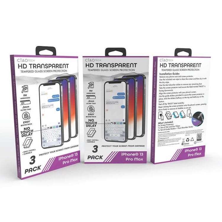 Iphone 13 Pro Max Glass Transparent Screen Protector 3pk 3
