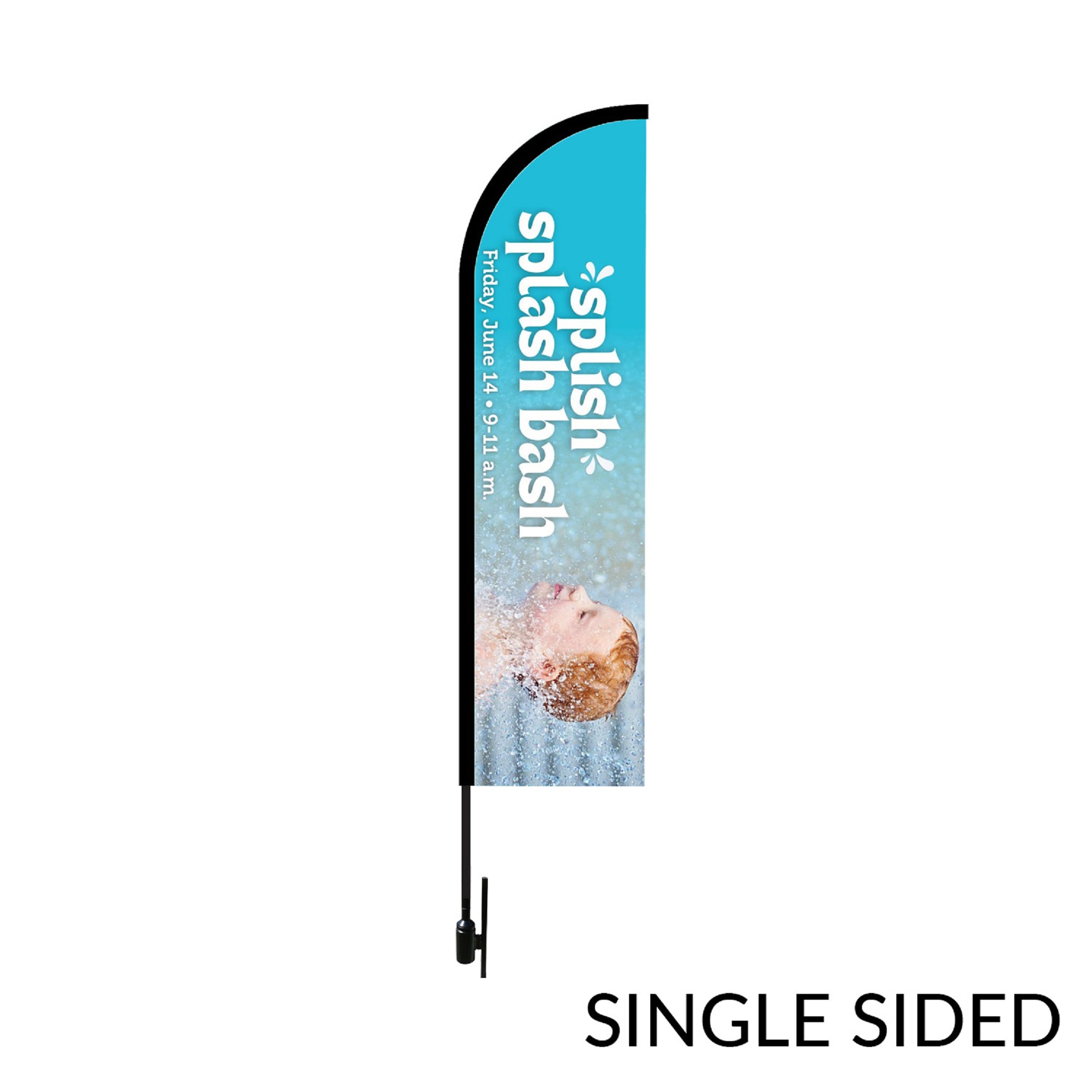 Bow Flag 9 ft Height Carbon Fiber Kit (Pole Set, Metal Ground Stake & Carry Bag/Single Sided Print