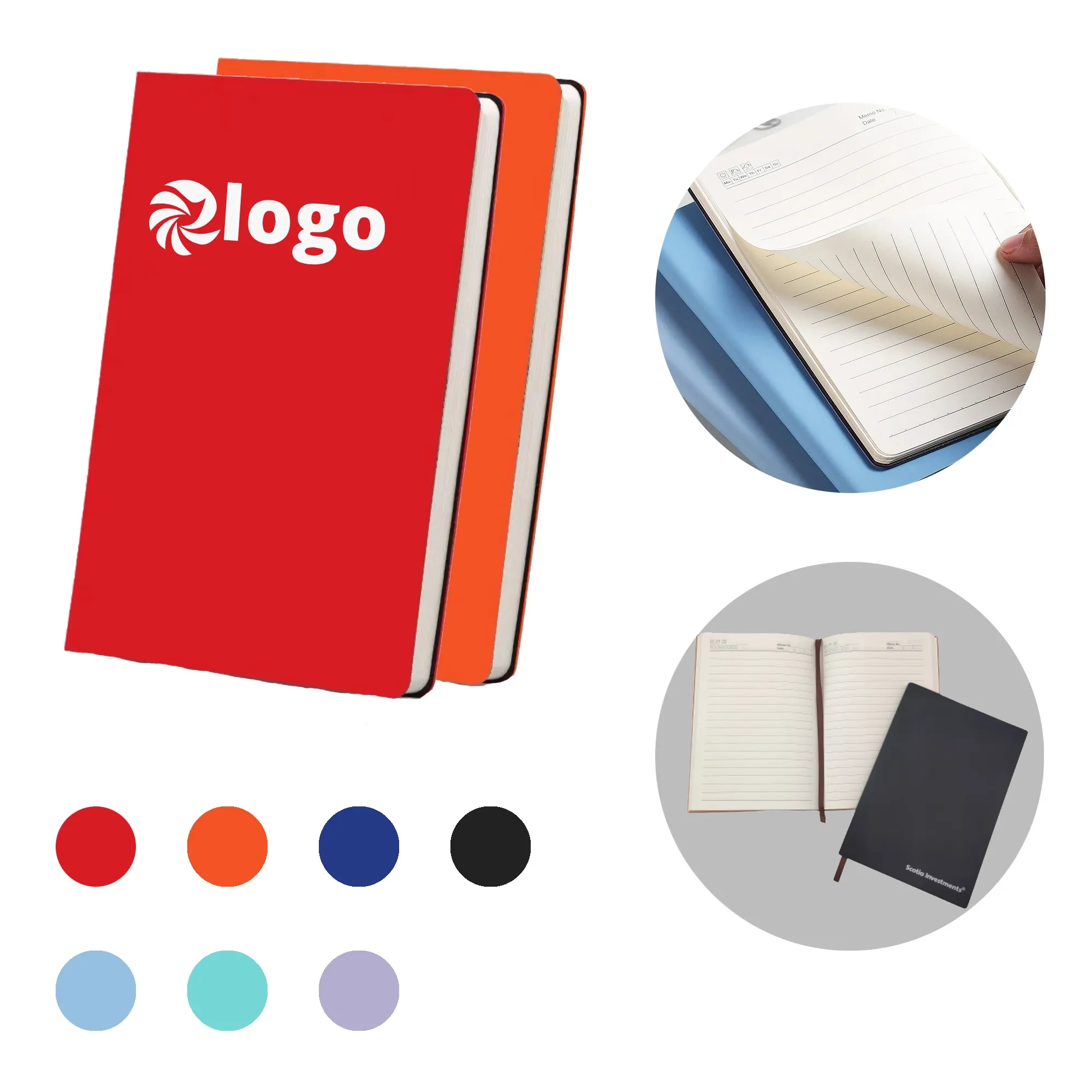 A5 Hardcover PU Business Notebook with Bookmark 4