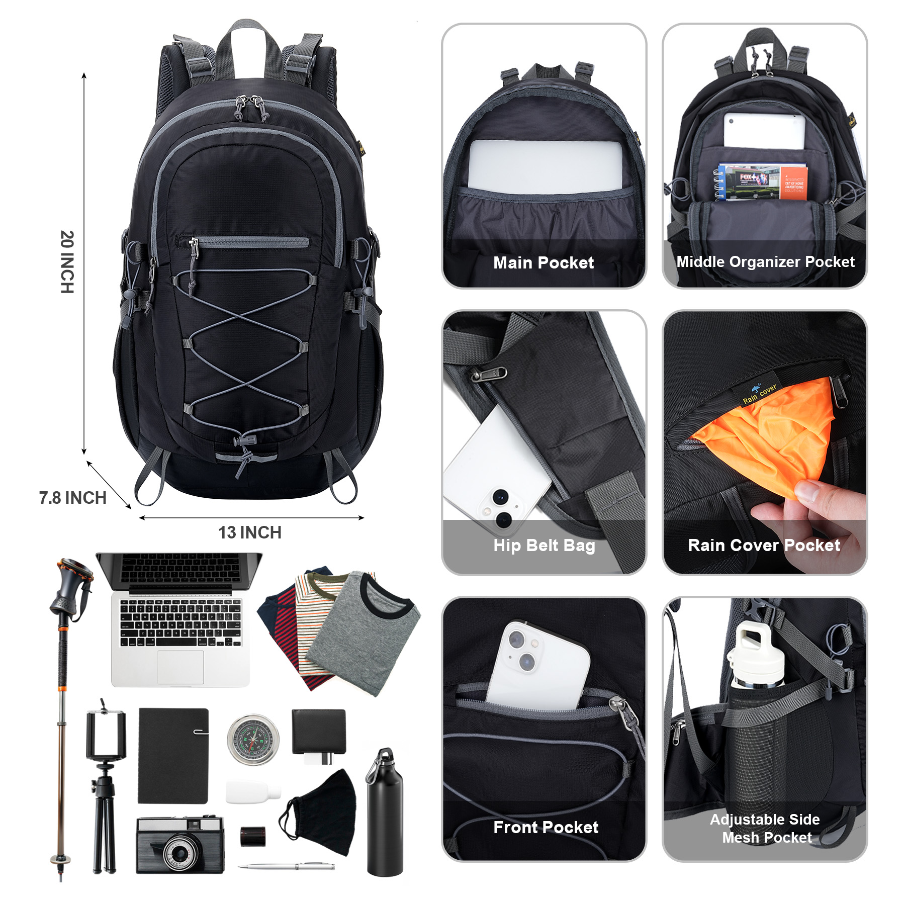 35L Outdoor Adventure Hiking Backpack 8