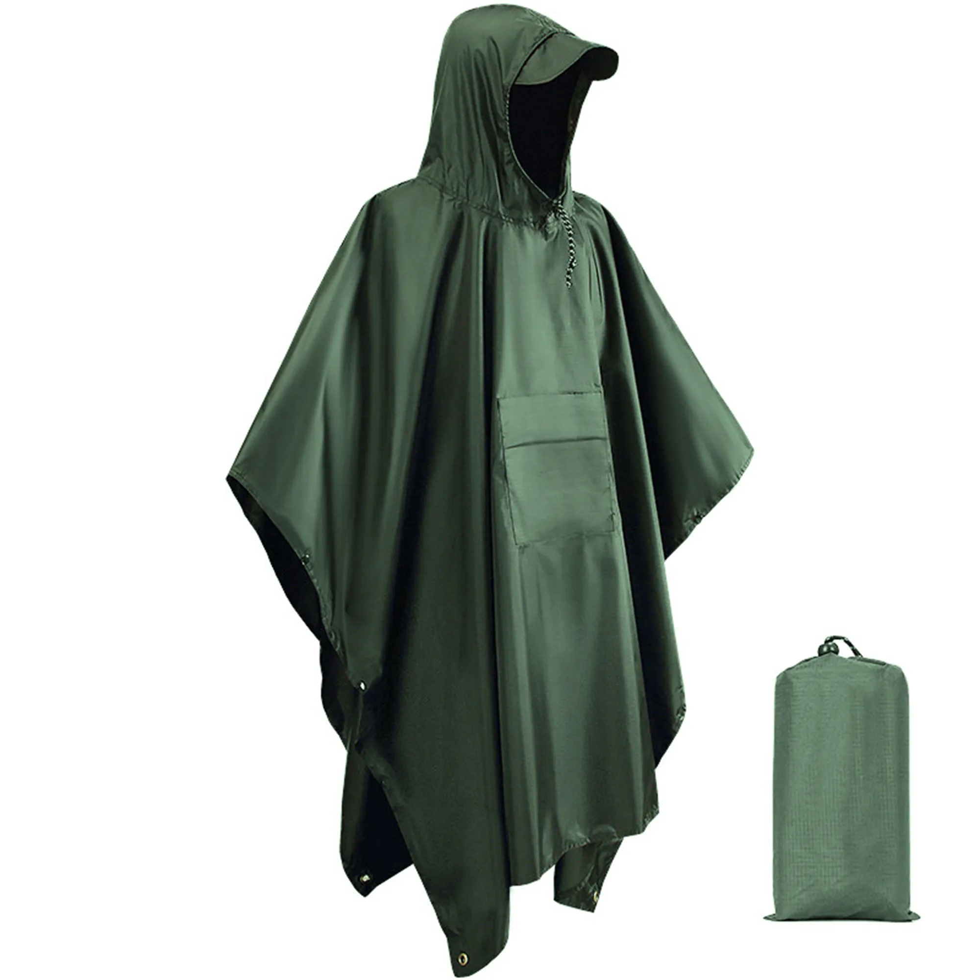 Drawstring Hooded Rain Poncho 15