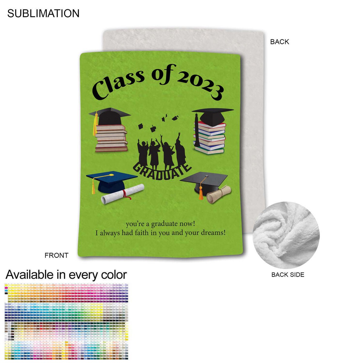 fiel Graduation Blanket in Plush and cozy Mink Flannel Fleece 60x80 Queen Bed size Sublimated #SU686-3
