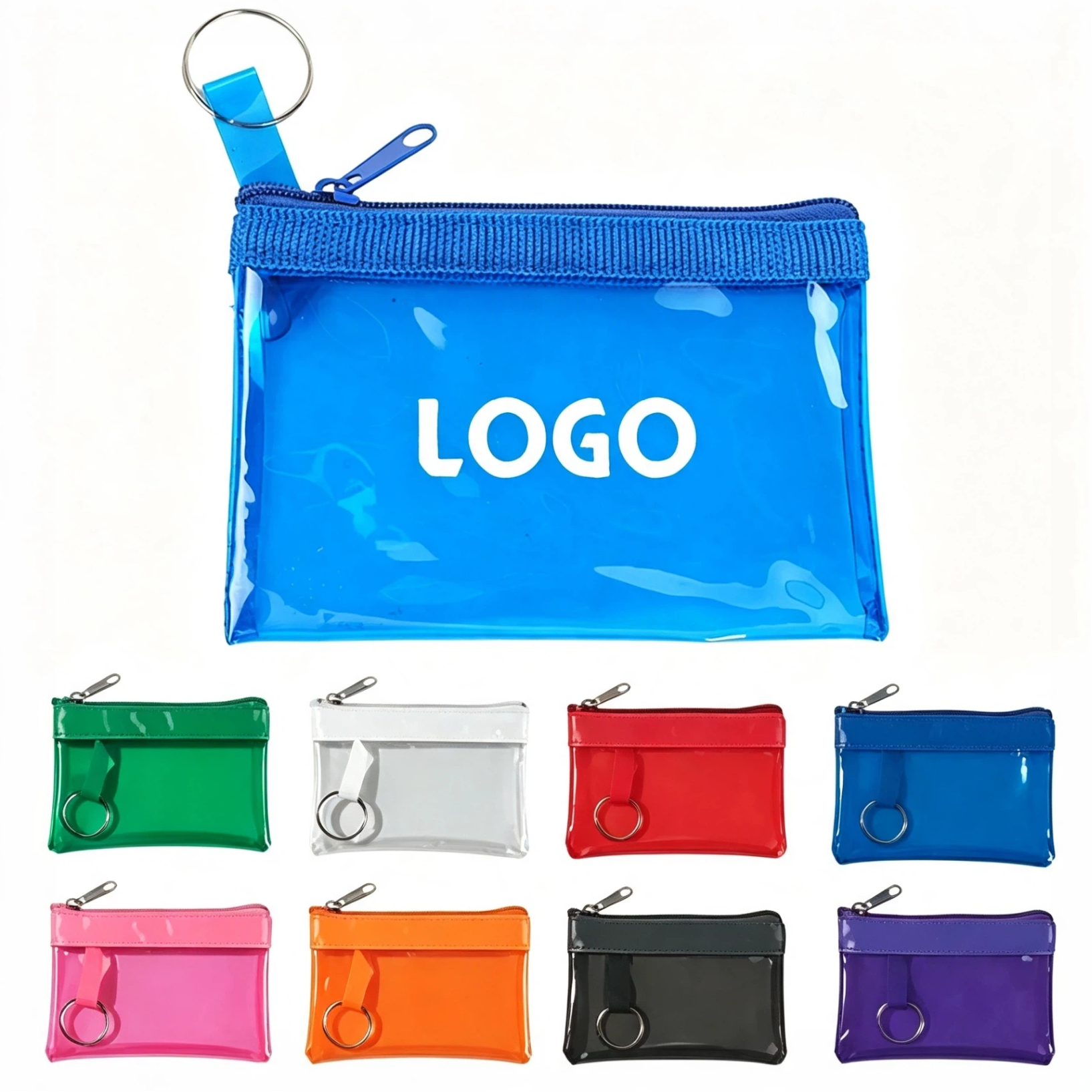 Pvc Coin Purse W/ Card Holder & Keychain