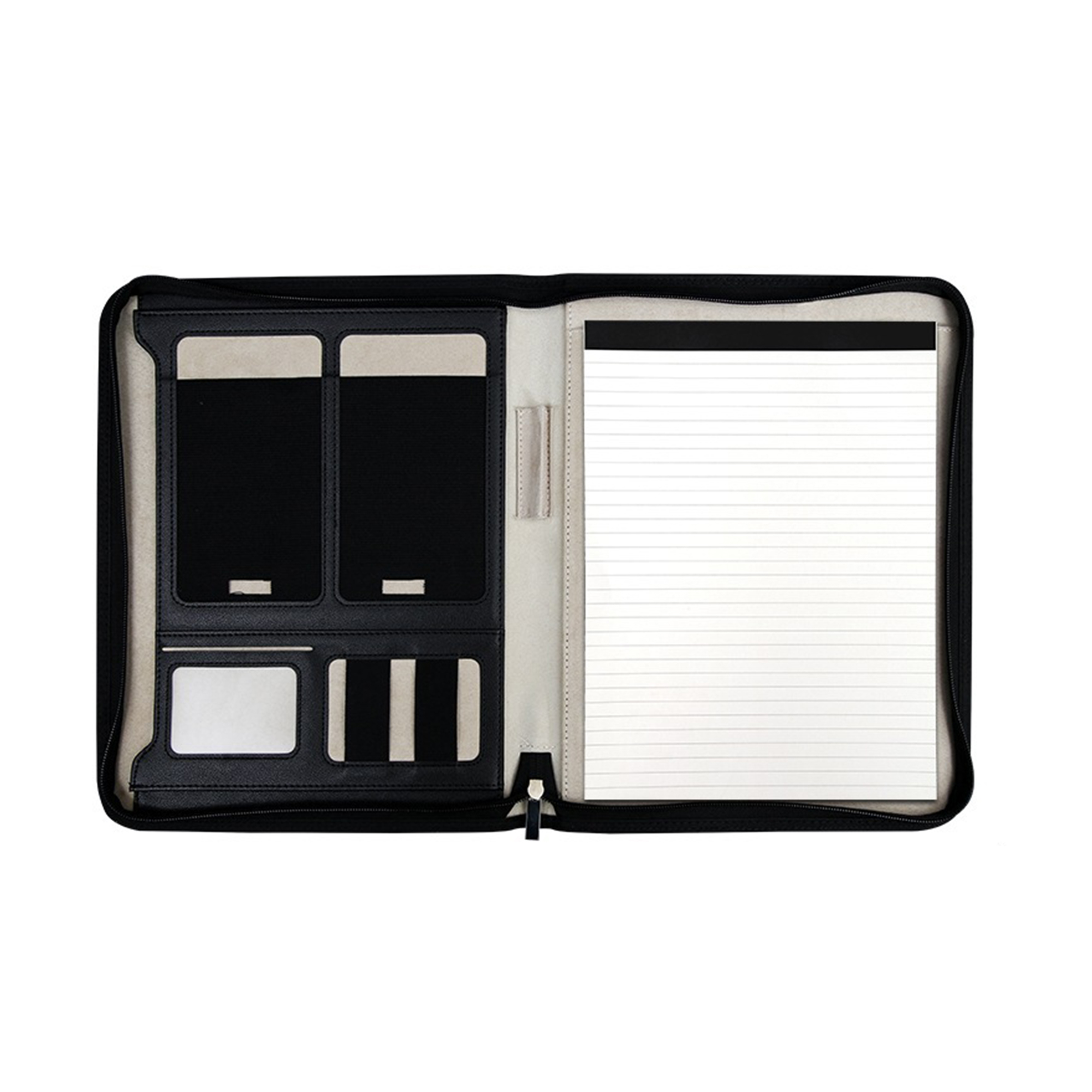 A4 Polyurethane Zipper Padfolio With Sticky Notes 9