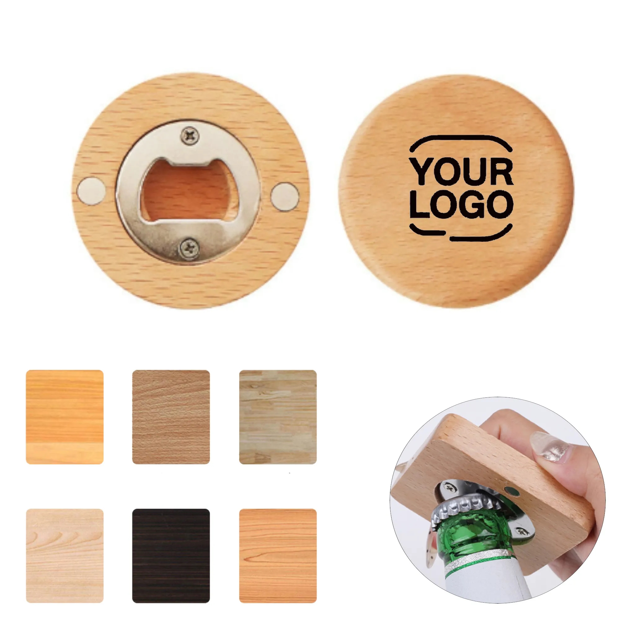 Wooden Bamboo Round Square Bottle Opener 6