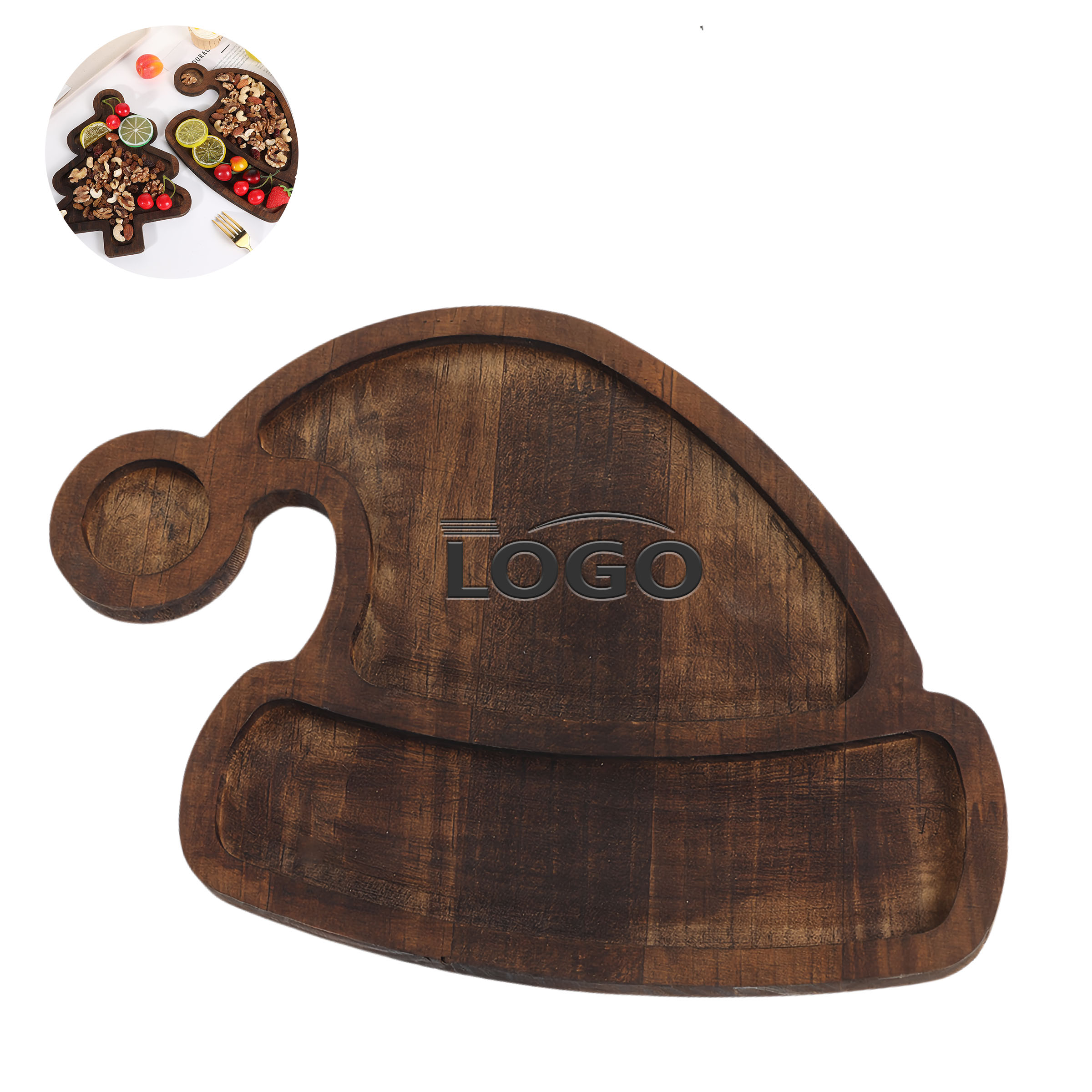 Holiday Wooden Tray Filled with Snacks and Christmas Treats 2