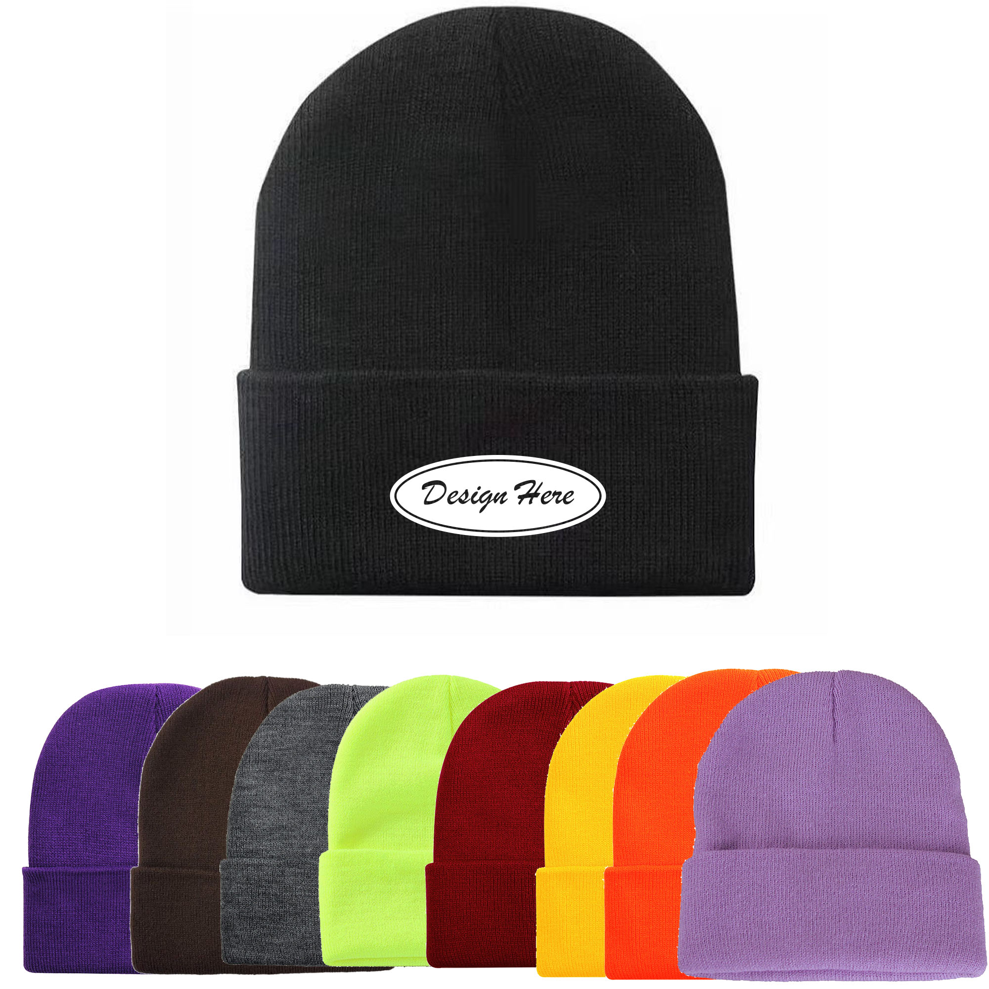 Unisex Knit Beanie, Solid Color Warm Hip-Hop Winter Hat