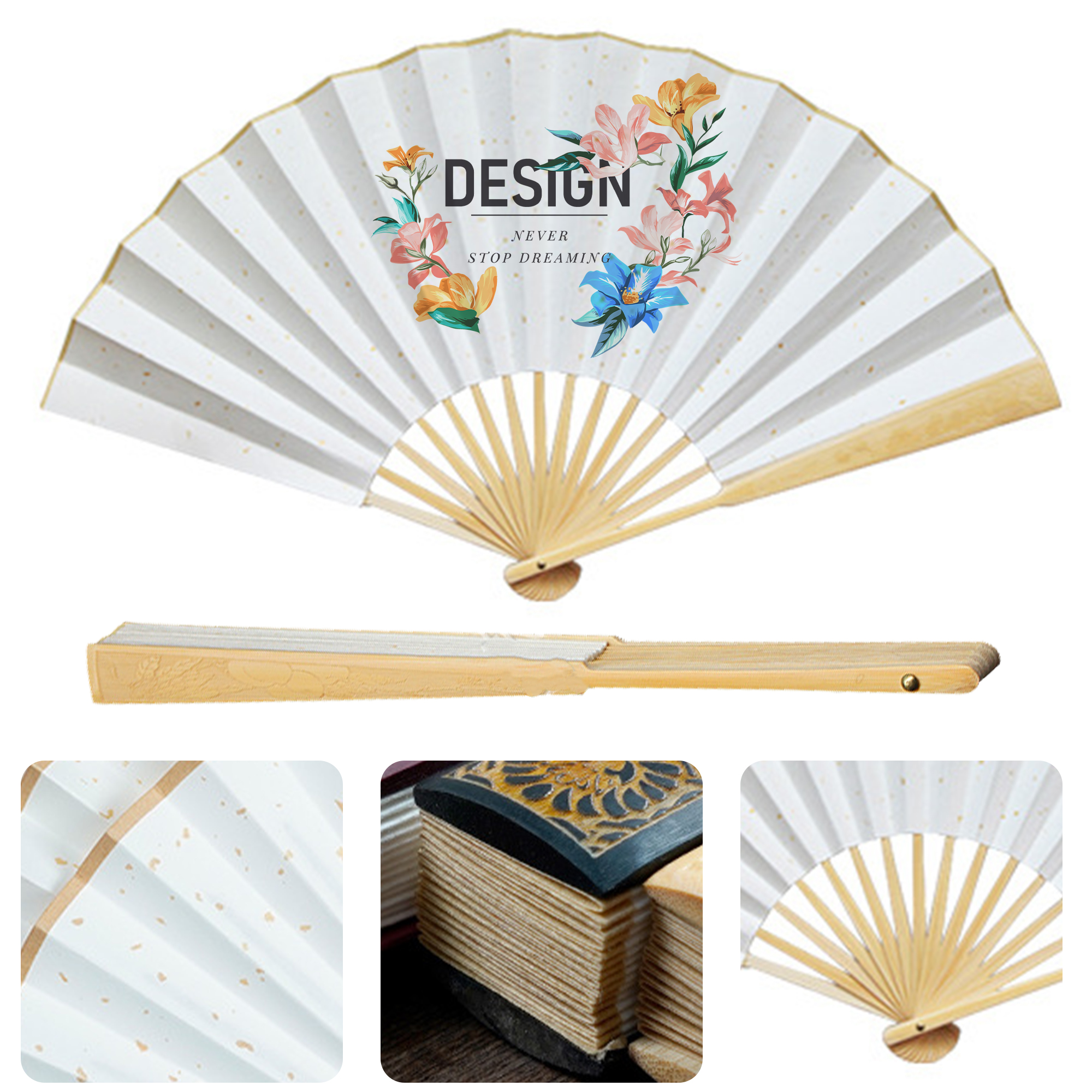 Portable Folding Hand Fans 2-Sided Full Color 4