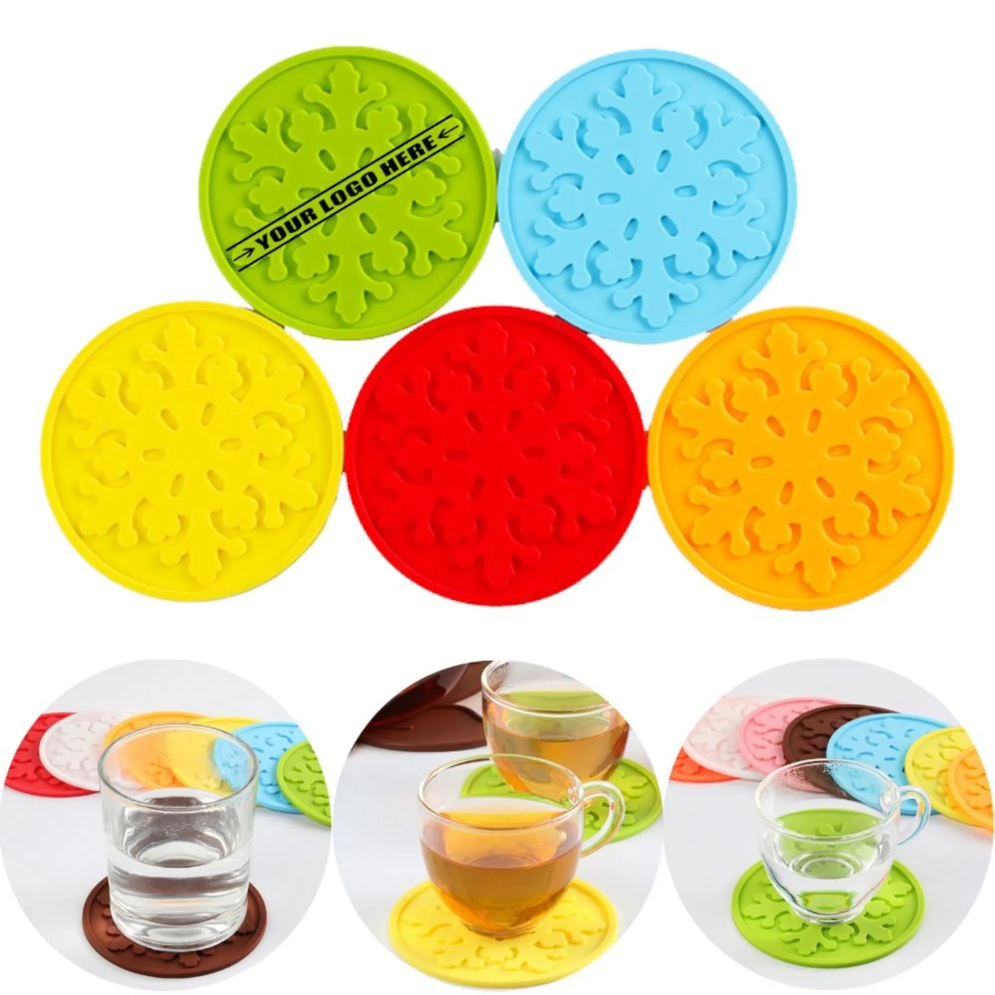 Silicone Snowflake Round Cup Coasters 8