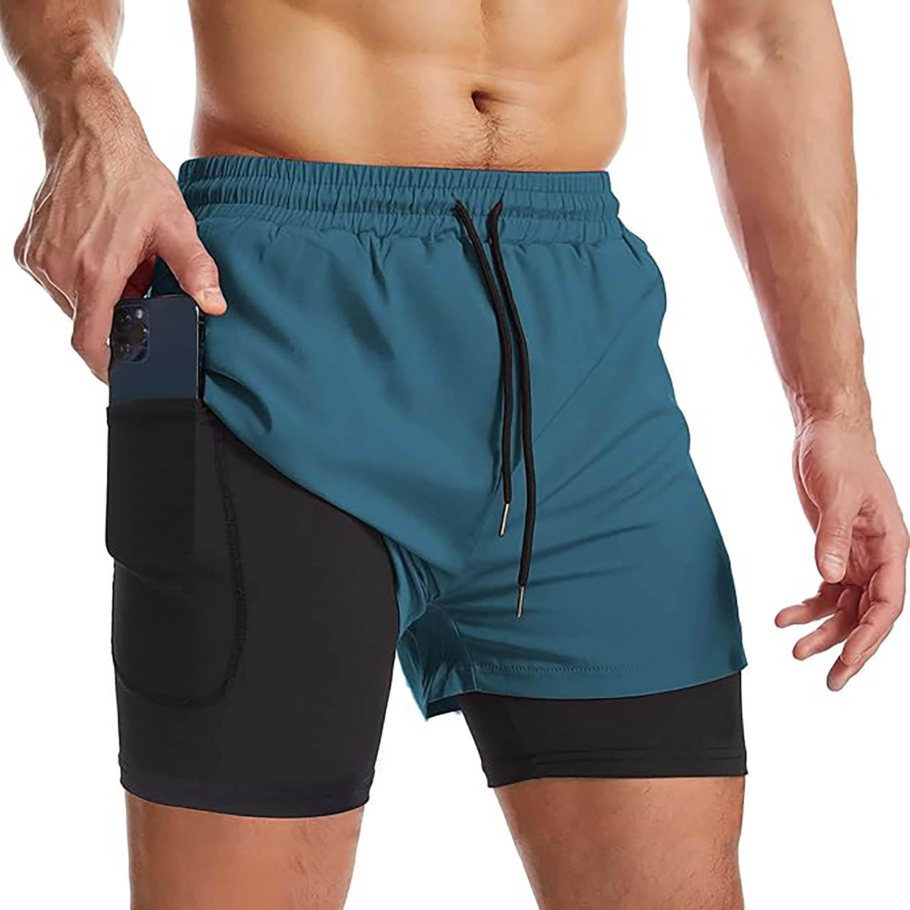 Men's 2 I n 1 Quick Drying Sports Shorts with Lining 53
