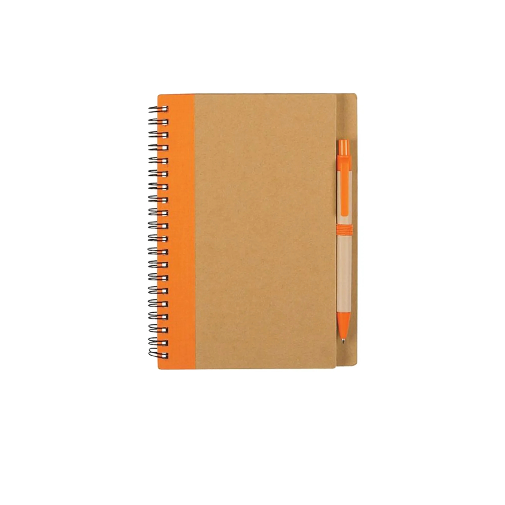 5" x 7" Soft Cover Kraft Spiral Notebook With Pen In Holder 17