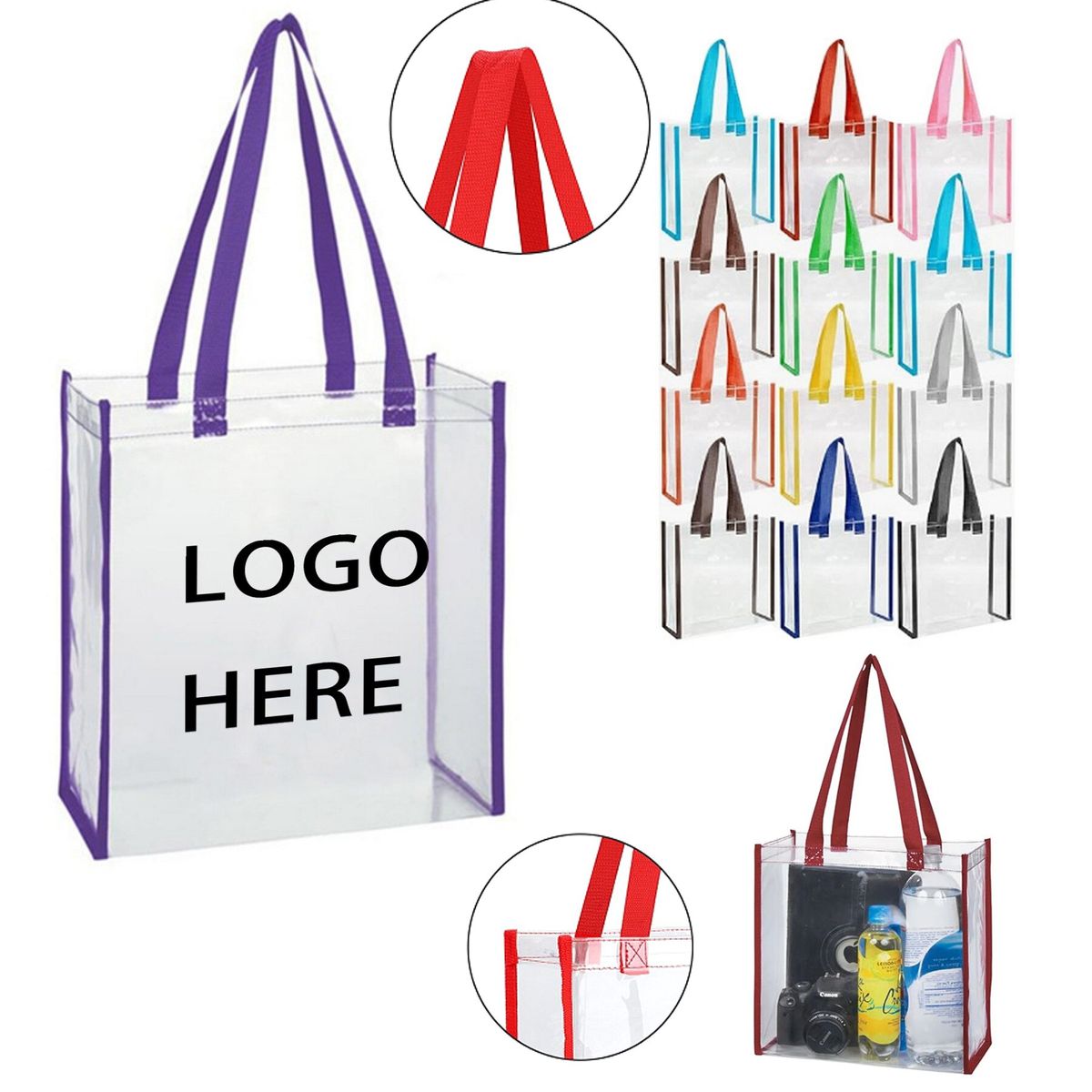 Stadium Approved Clear Transparent Pvc Tote Bag (12"X12"X6")
