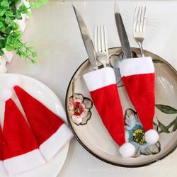 Mini Santa Hat Wine Bottle Topper Tableware Holder