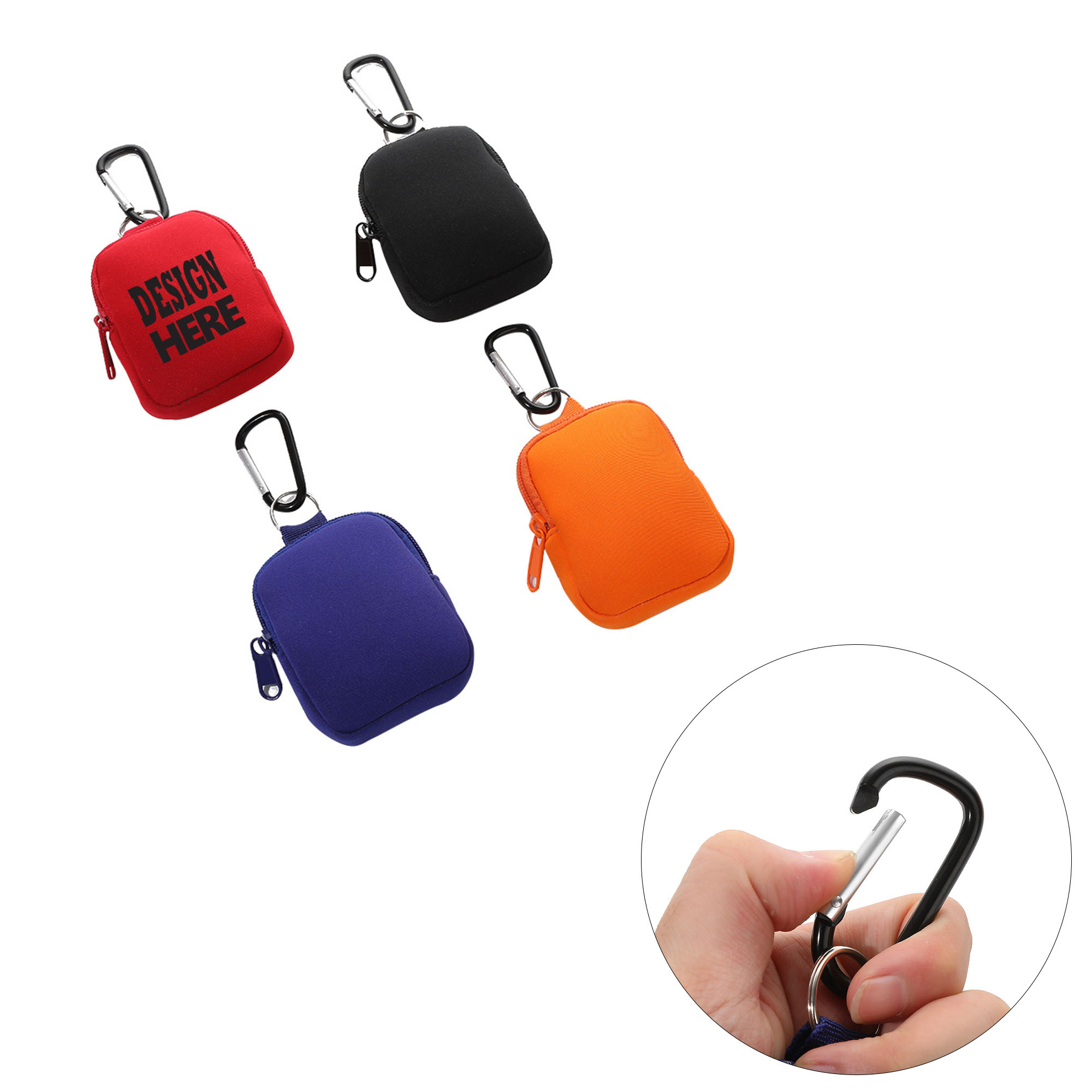 Outdoor Neoprene Coin Pouch With Zipper Clip 3