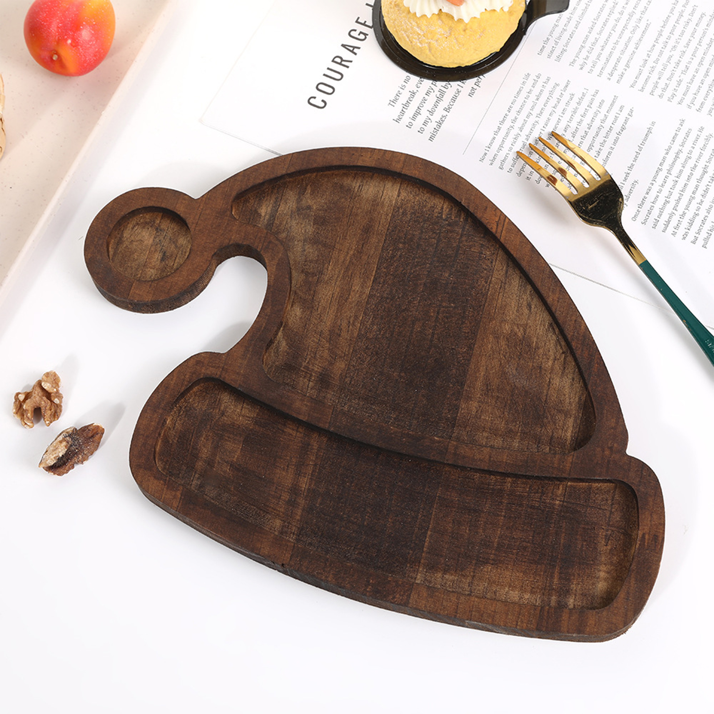 Holiday Wooden Tray Filled with Snacks and Christmas Treats 5