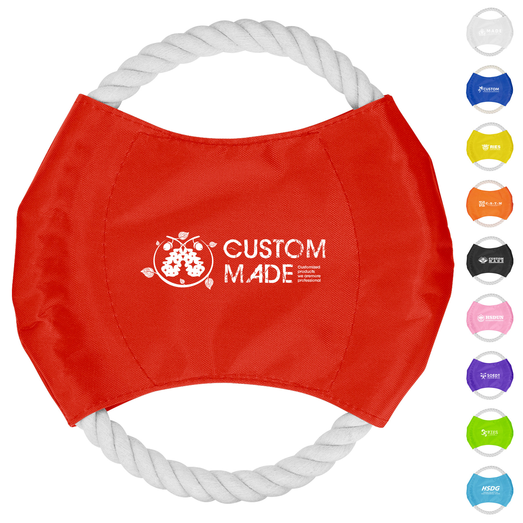 Woven Canvas Cotton Fetch And Tug Rope Flying Disc Dog Toy