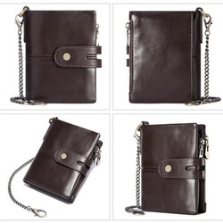 Anti Theft Genuine Leather Mens Wallet