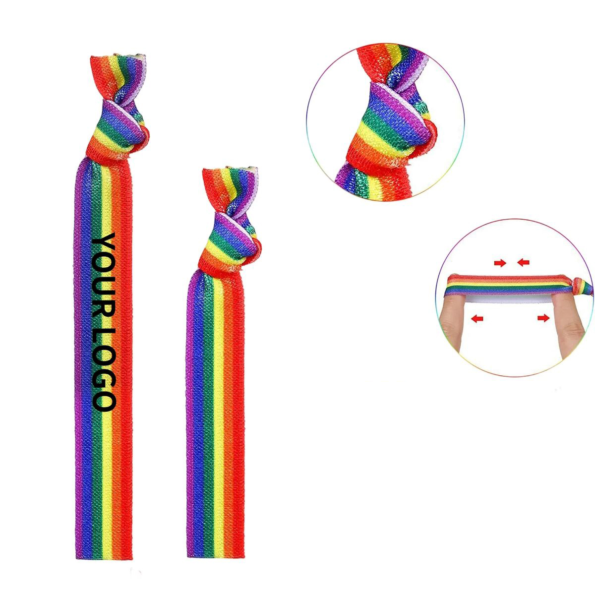 Rainbow Polyester Elastic Wristband for Events