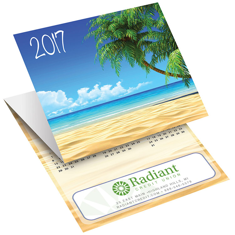 Tri-fold calendar card for bank promotion