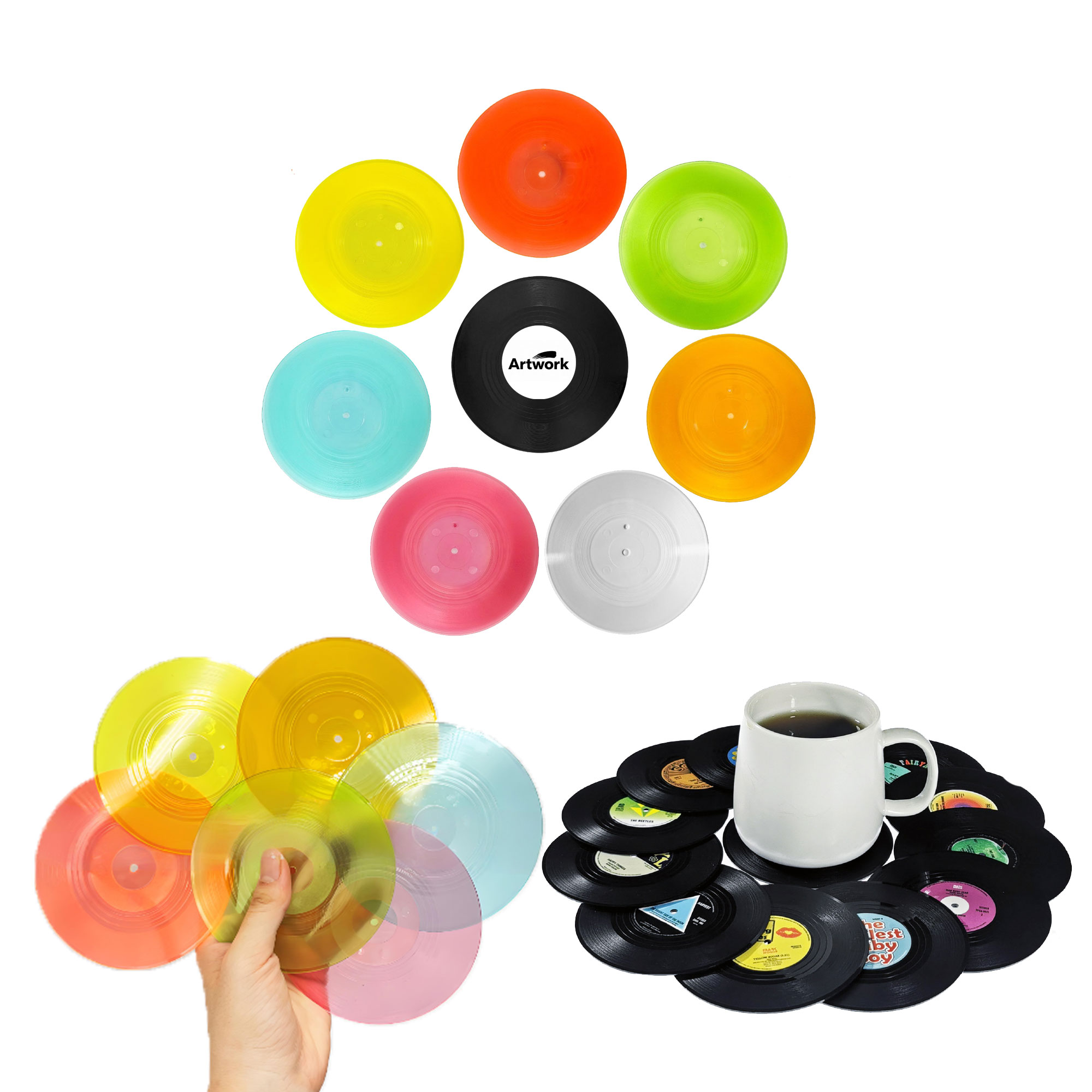 Customized Colored Plastic Cd Shaped Coaster