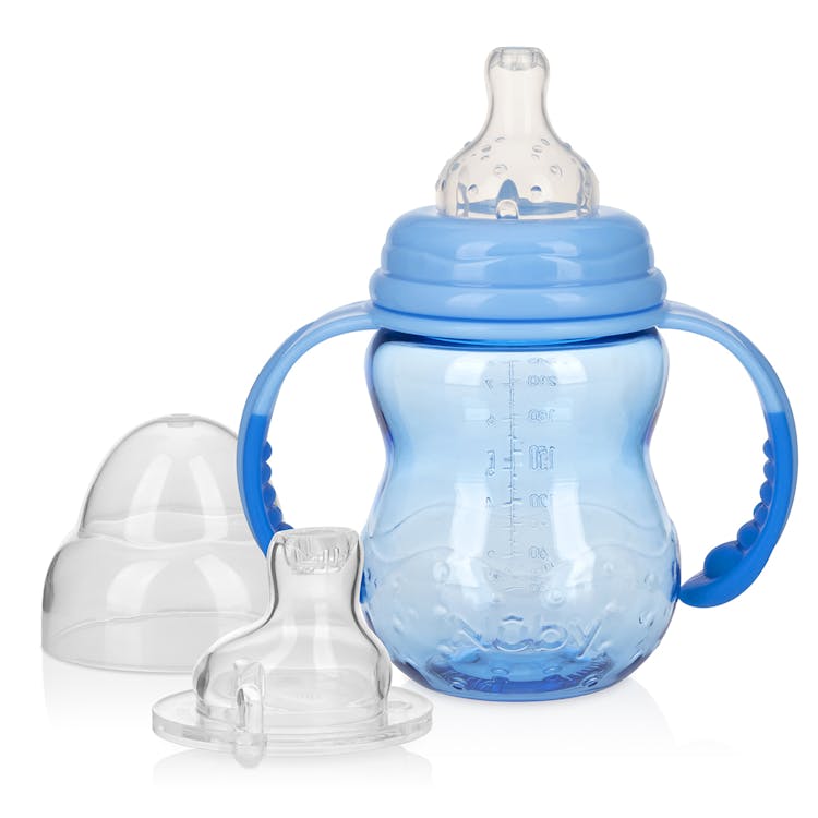 Nuby Non-Drip Bottles with Handles - 8 oz Blue Stage 3 3