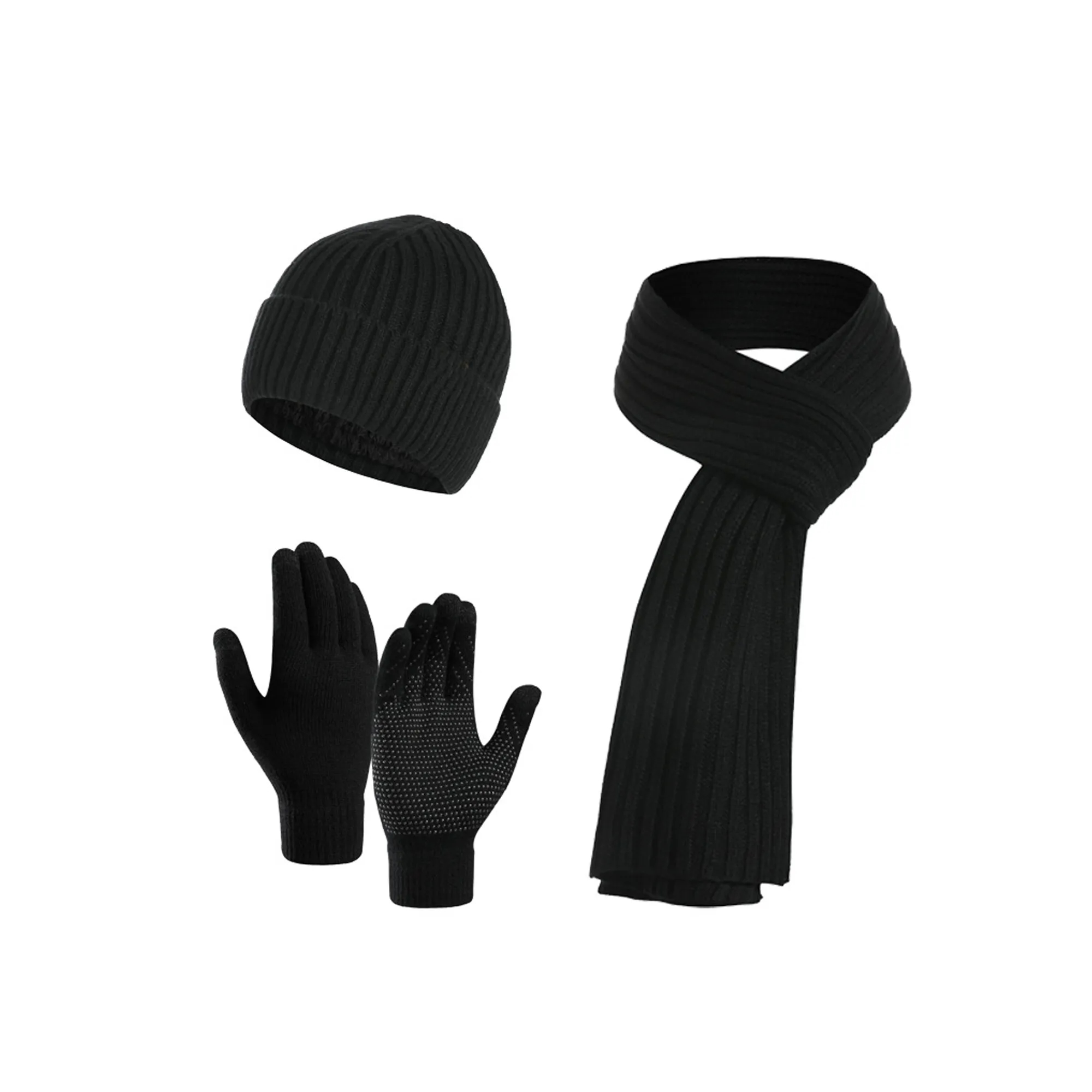 Winter Knitted Beanie Hat Scarf Glove Set 11