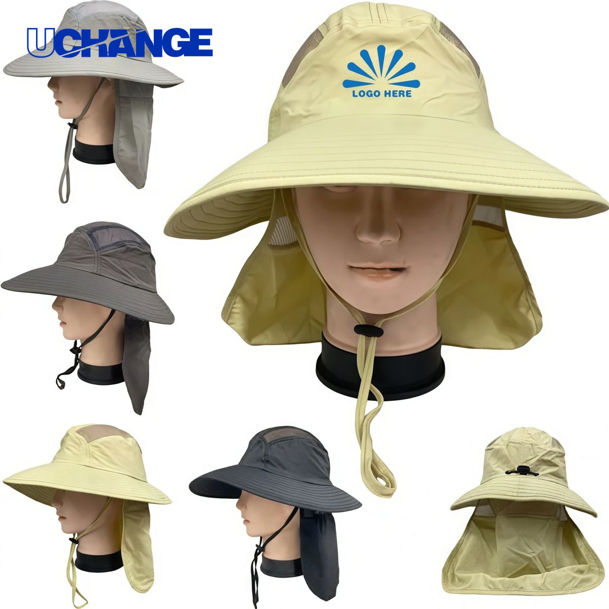 Wide Brim Waterproof Safari Mesh Bucket Hat Headwear