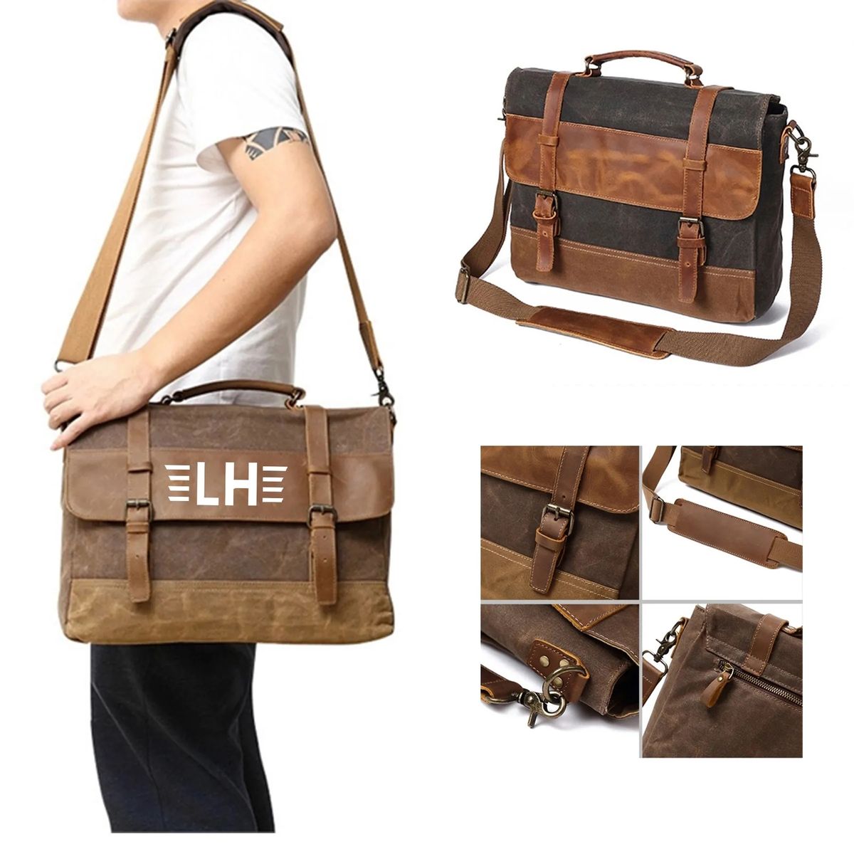 Canvas Leather Computer Laptop Bag