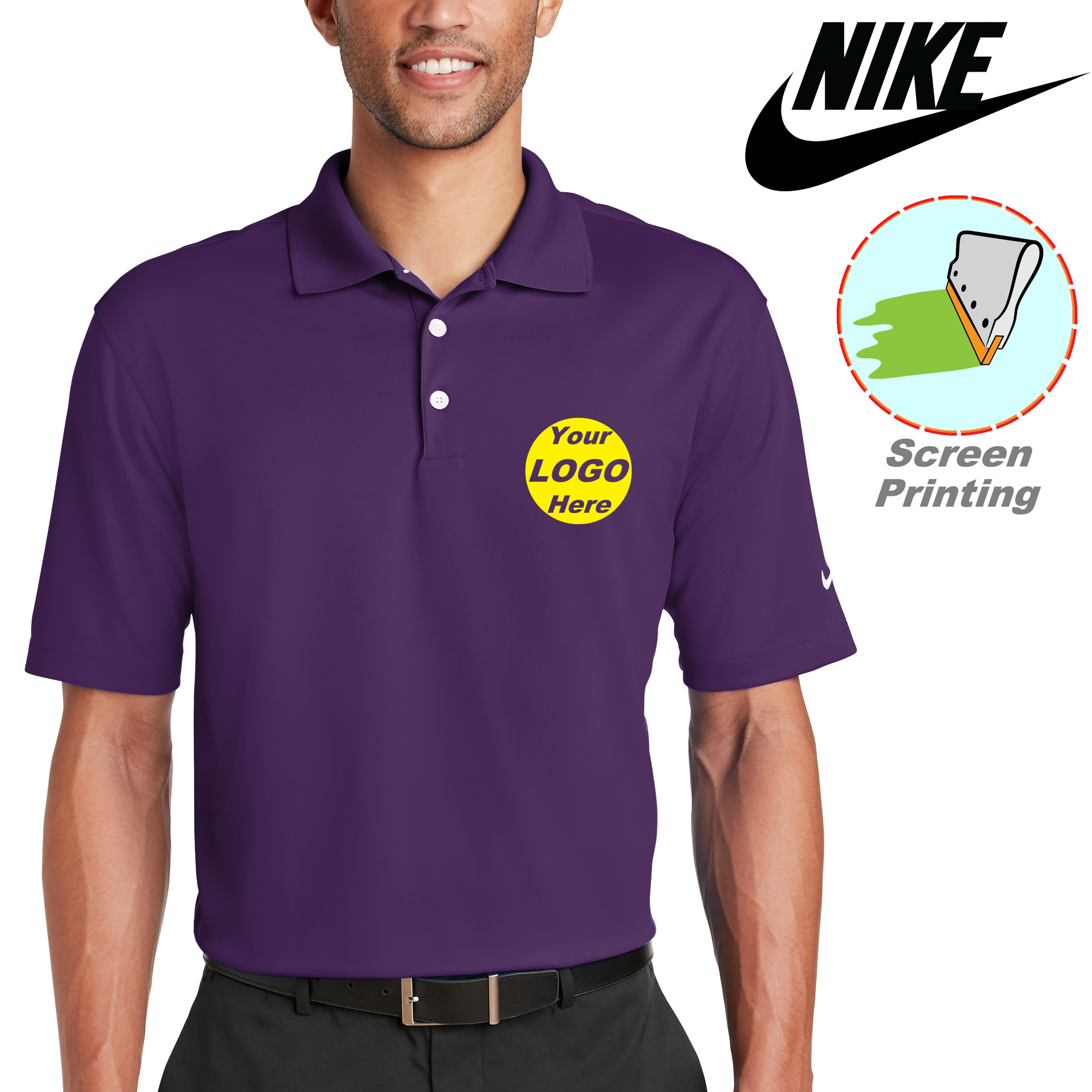 Nike Tall Dri-FIT Micro Pique Polo w/ Screen Print 4.4 oz.