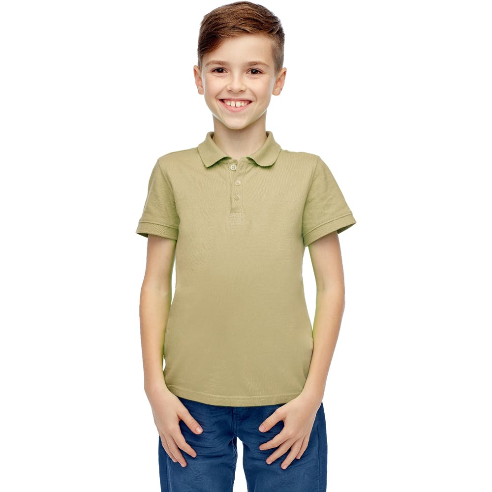 Boys' Uniform Polo Shirts - Khaki Short Sleeve Size 4 - 7 3