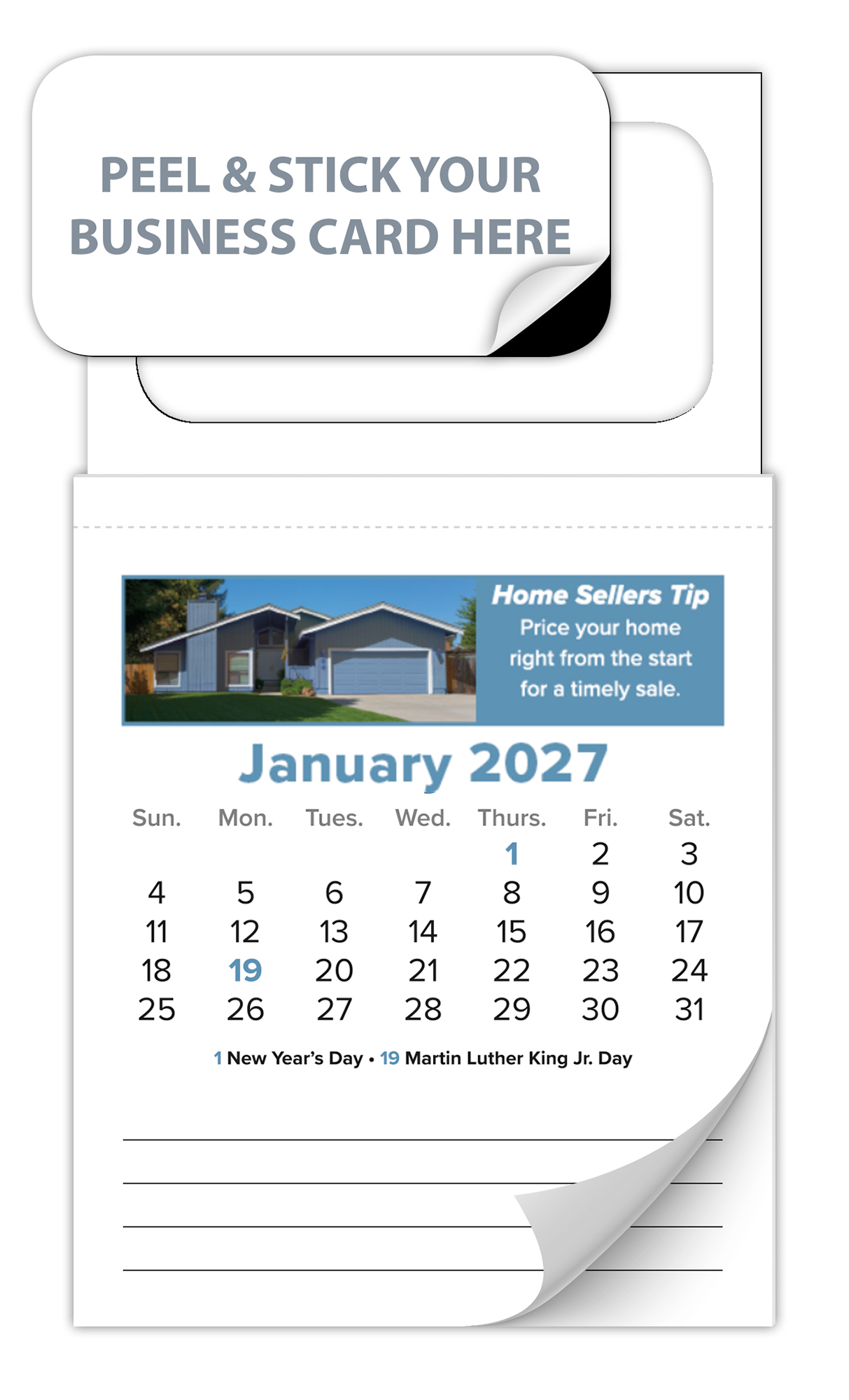 12-Month Tear-Off Magnetic Calendar (Real Estate) - Jan. 2027 w/Cover