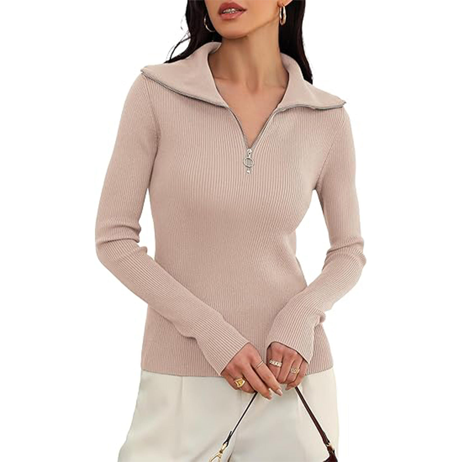 Long Sleeved Slim fit Ribbed Knit Sweater, custom hoodie or sweatshirt with logo imprint 23